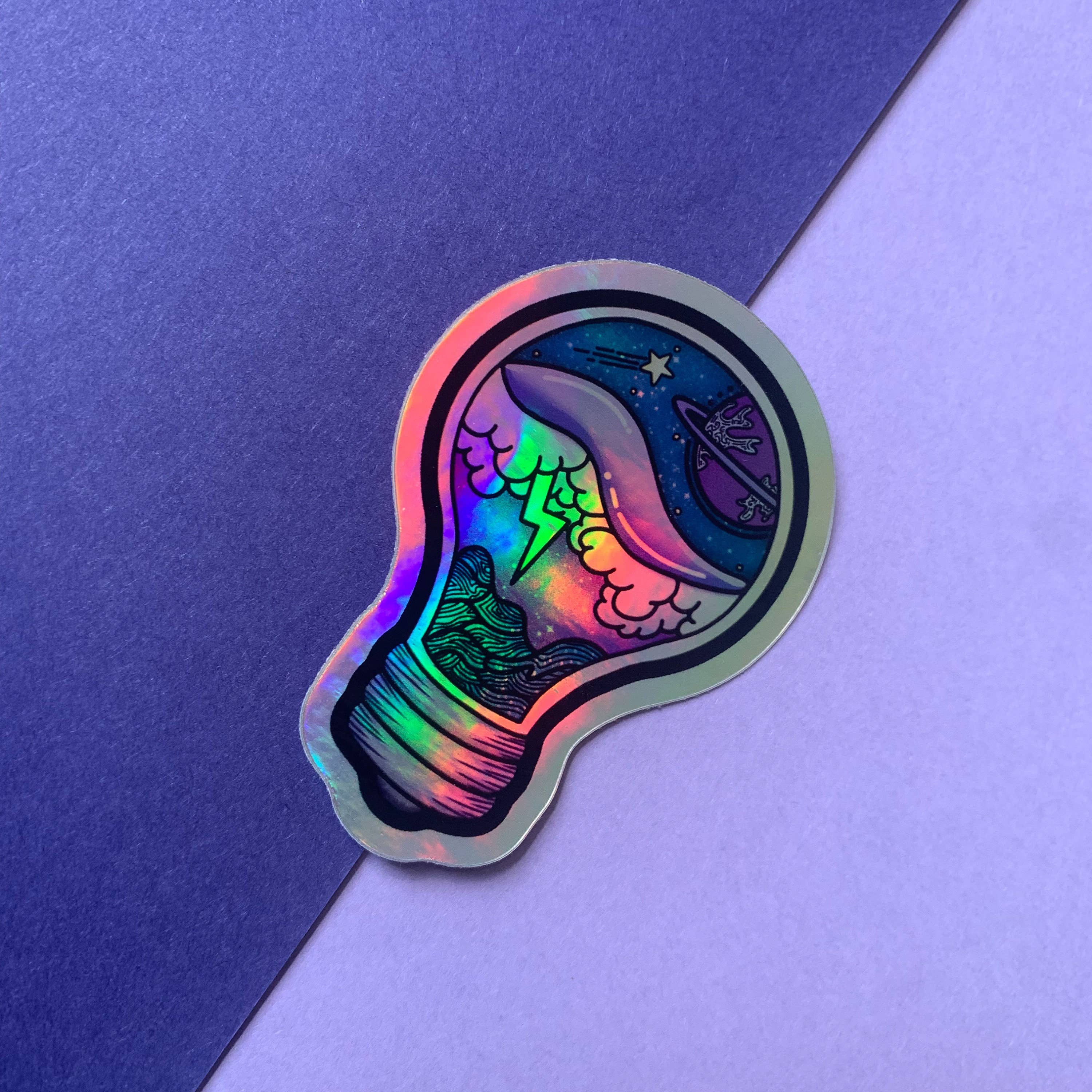 Holographic Space Lightbulb Vinyl Sticker