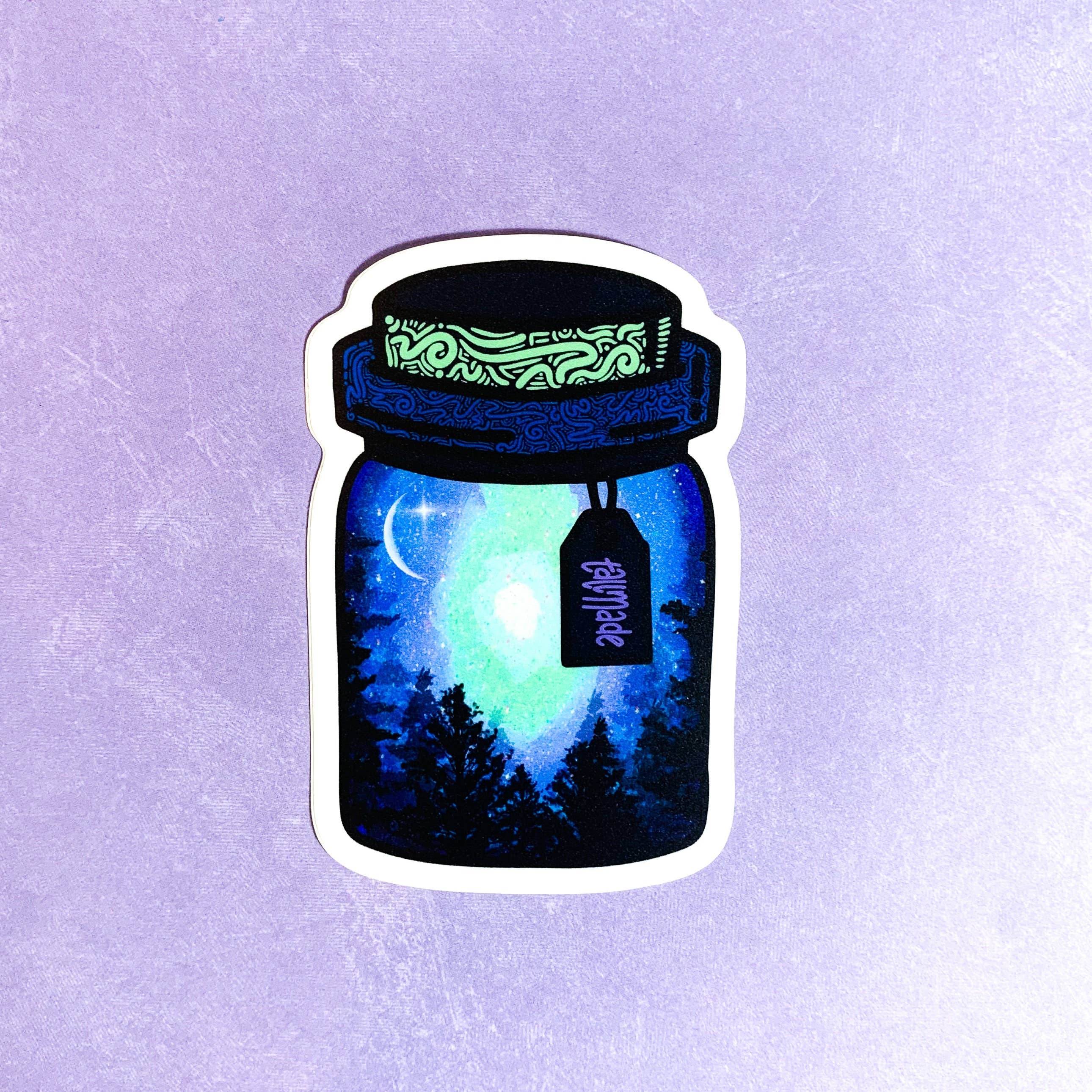 Mason Jar Nature Scene Vinyl Sticker