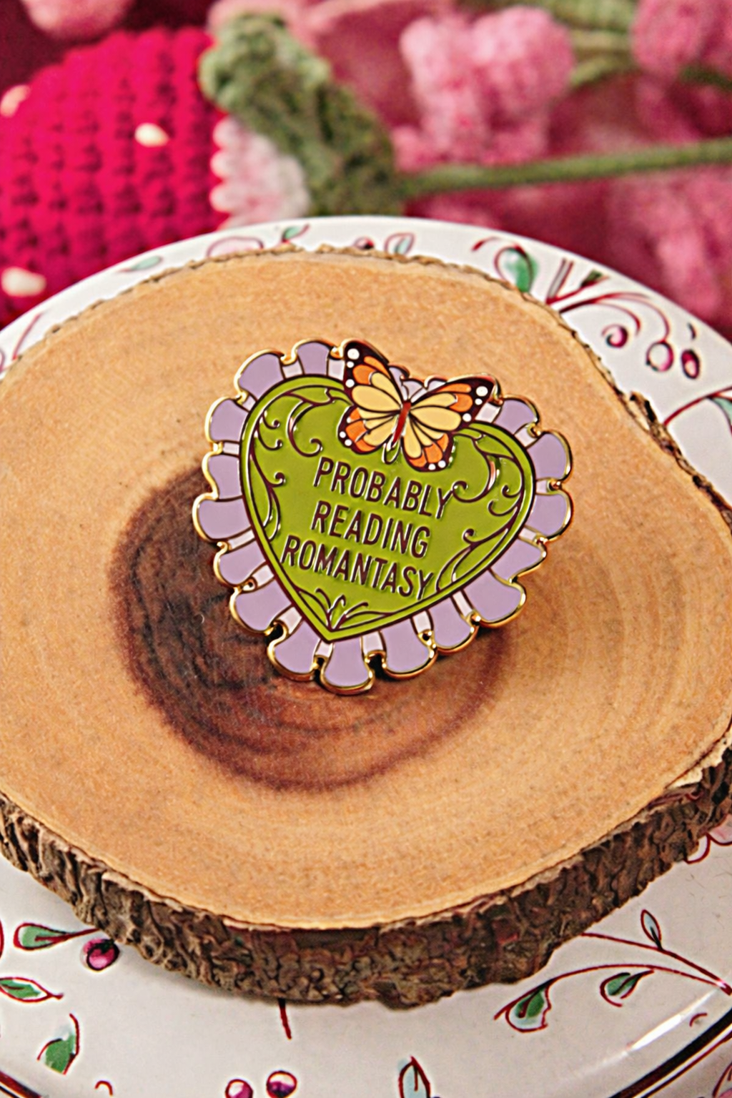 Pinstory - "Probably Reading Romantasy" Bookish Enamel Pin