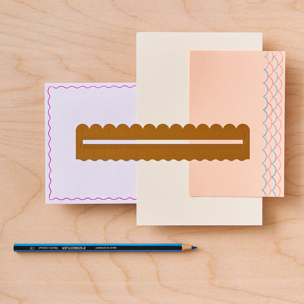 Scallop Edge Brass Ruler