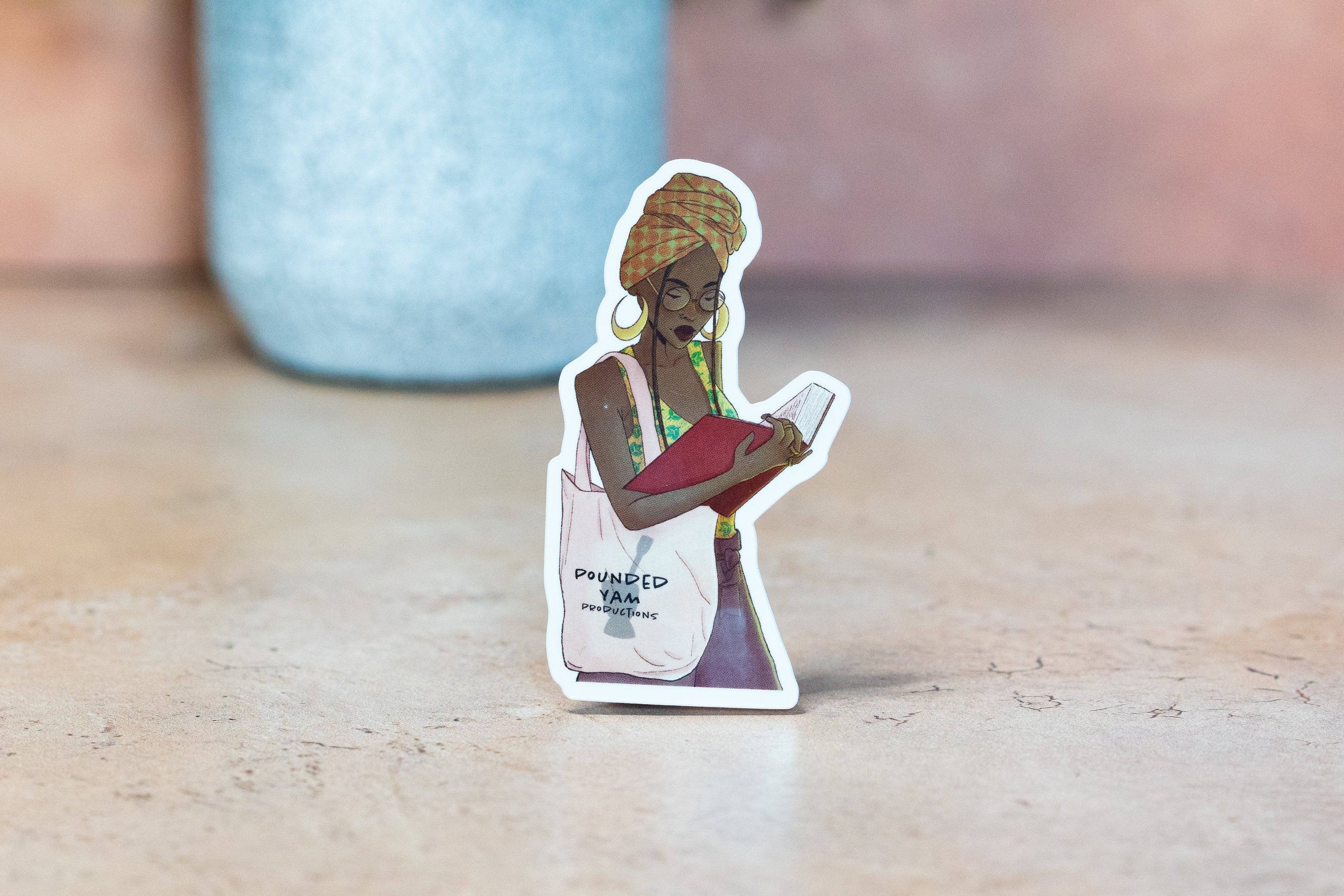 Black Girl Reading Waterproof Vinyl Sticker