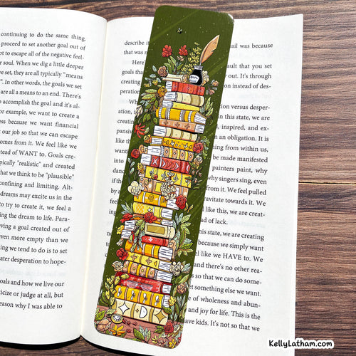 Botanical Book Stack Bookmark