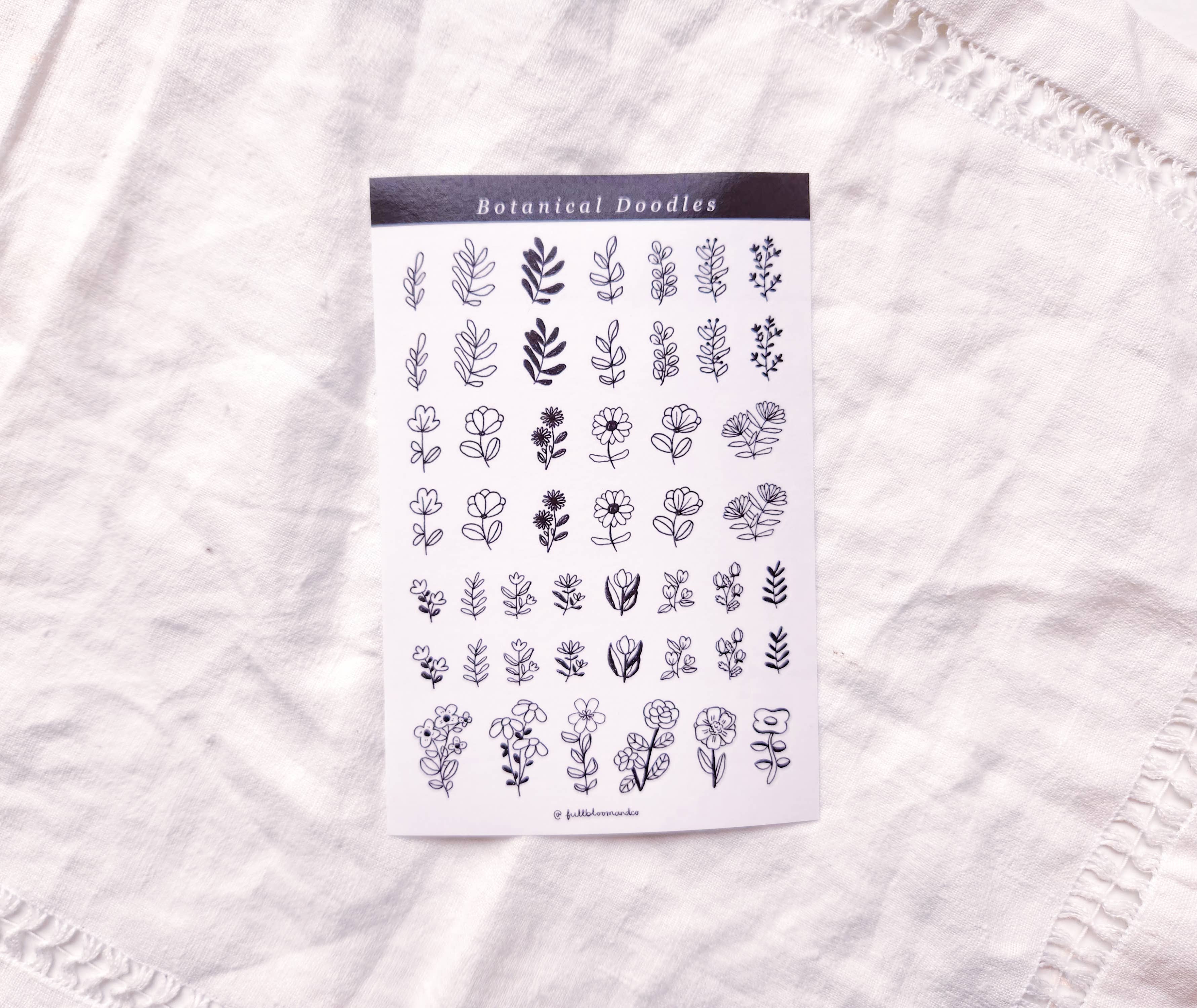 Botanical Doodles Transparent Sticker Sheet