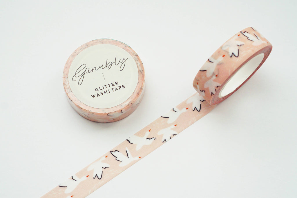 Swan Pattern Glitter Washi Tape