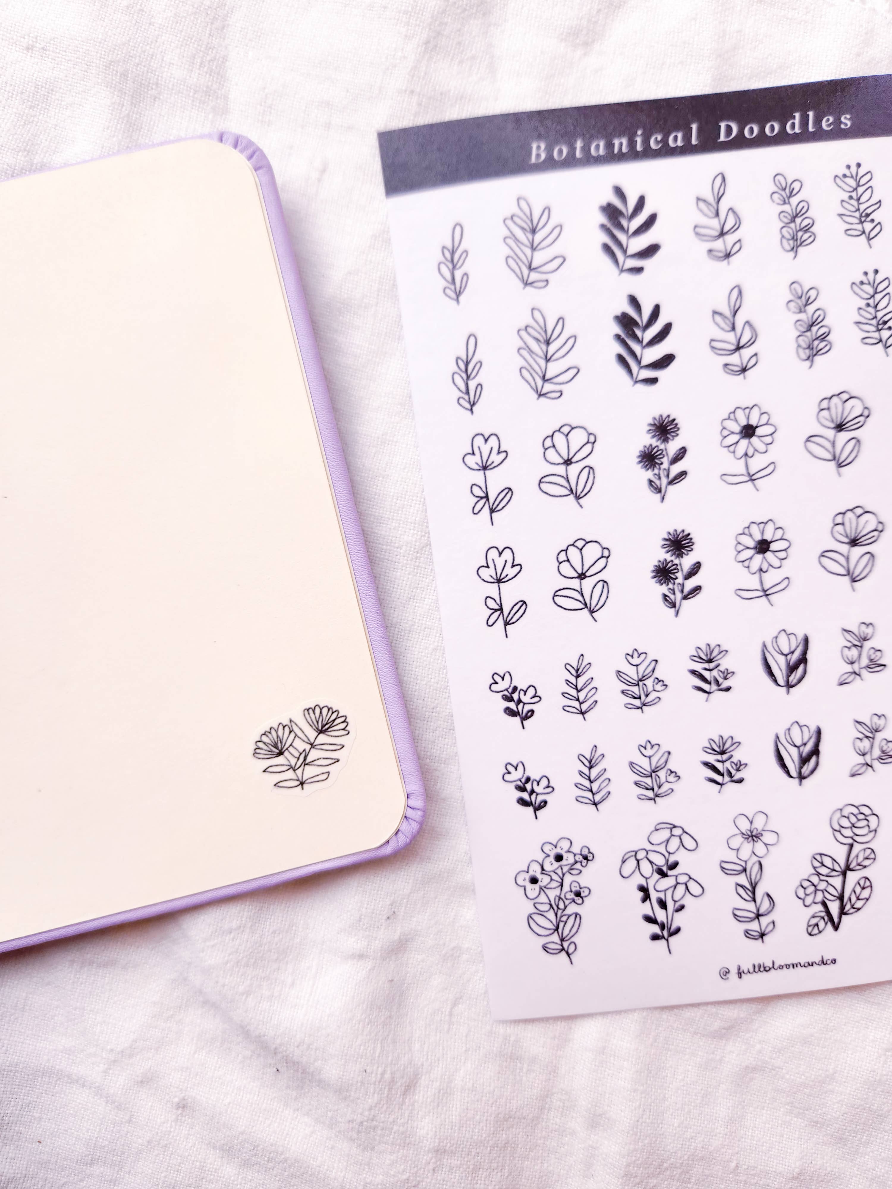 Botanical Doodles Transparent Sticker Sheet