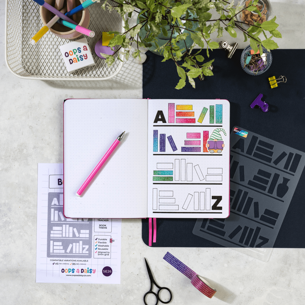 Bookshelf - Super Easy Journal Stencil - A5