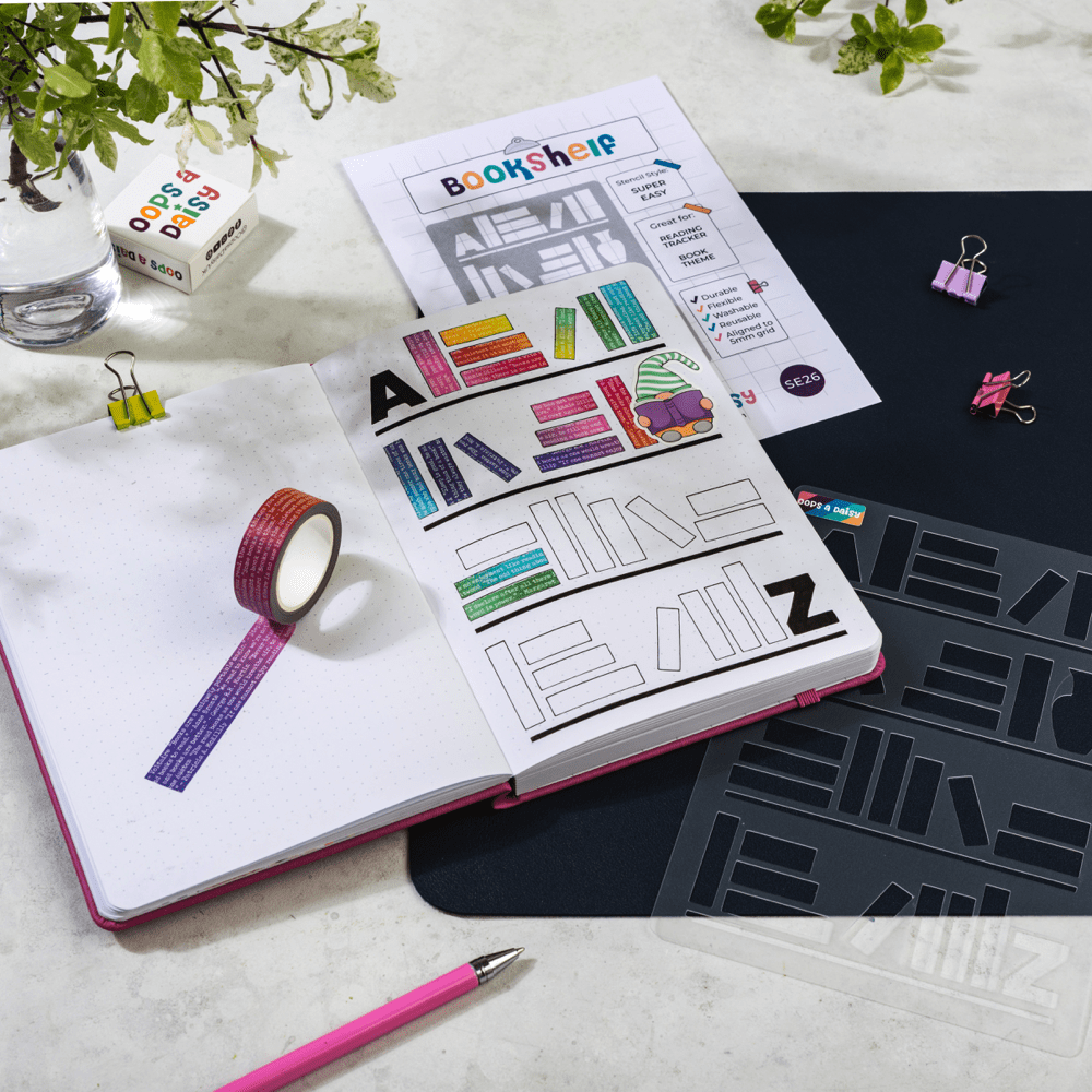 Bookshelf - Super Easy Journal Stencil - A5