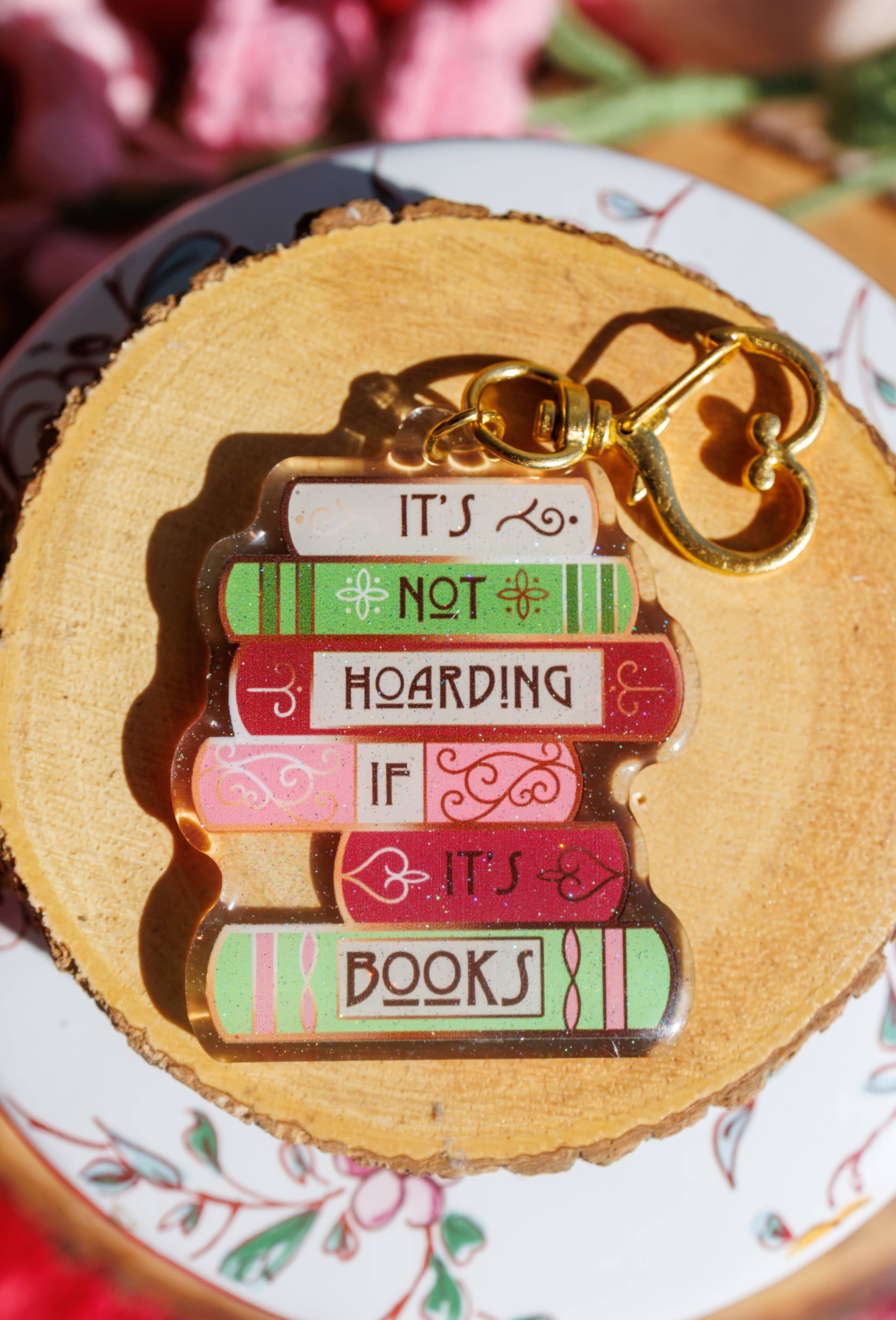 Pinstory - "It's Not Hoarding If It's Books" Keychain/Kindle Charm