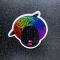 TallMade - Rainbow Glitter Space Alien with Afro Vinyl Sticker