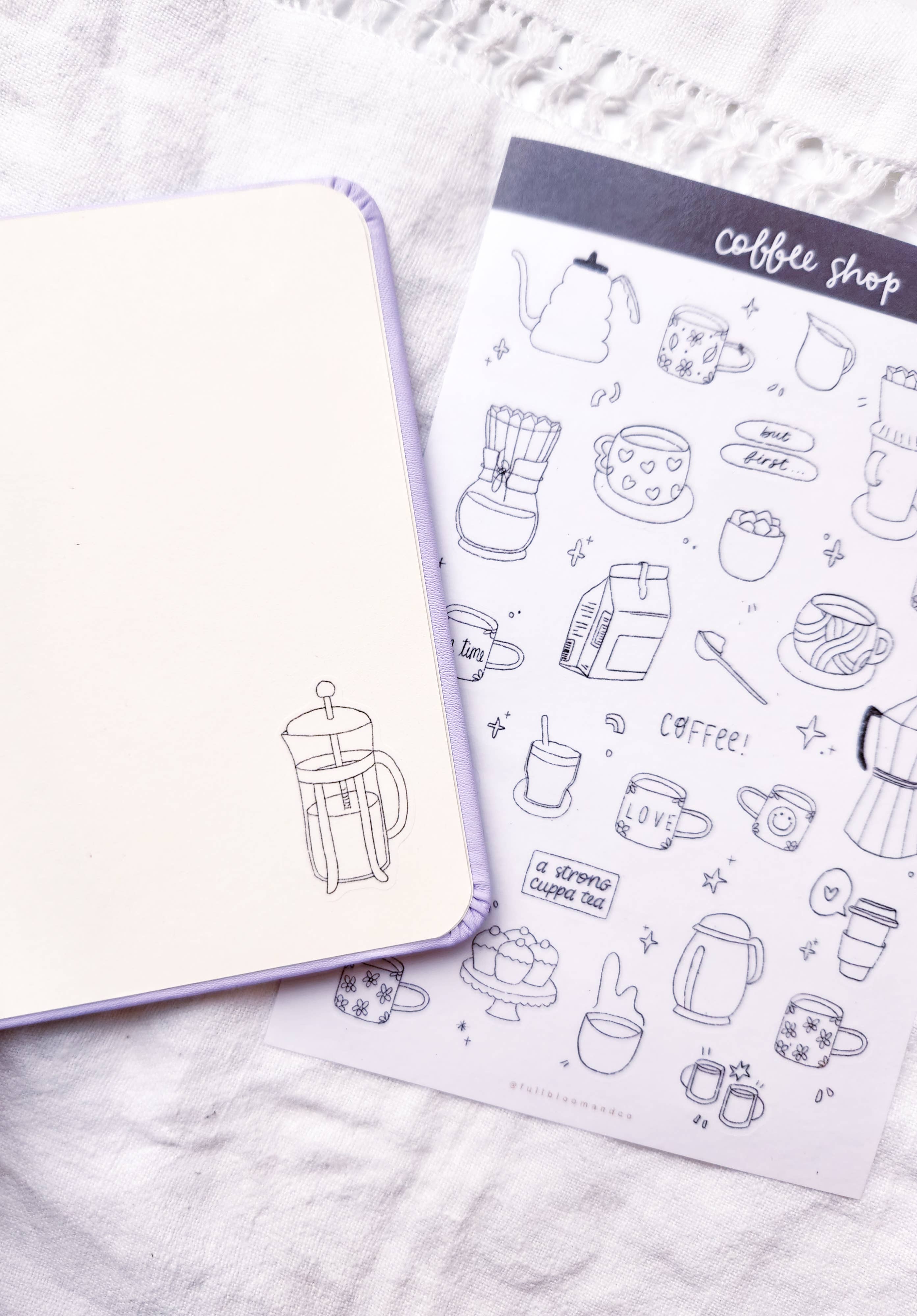 Coffee Shop Transparent Sticker Sheet