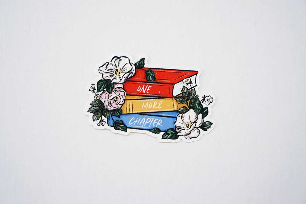 One More Chapter Book Stack Sticker