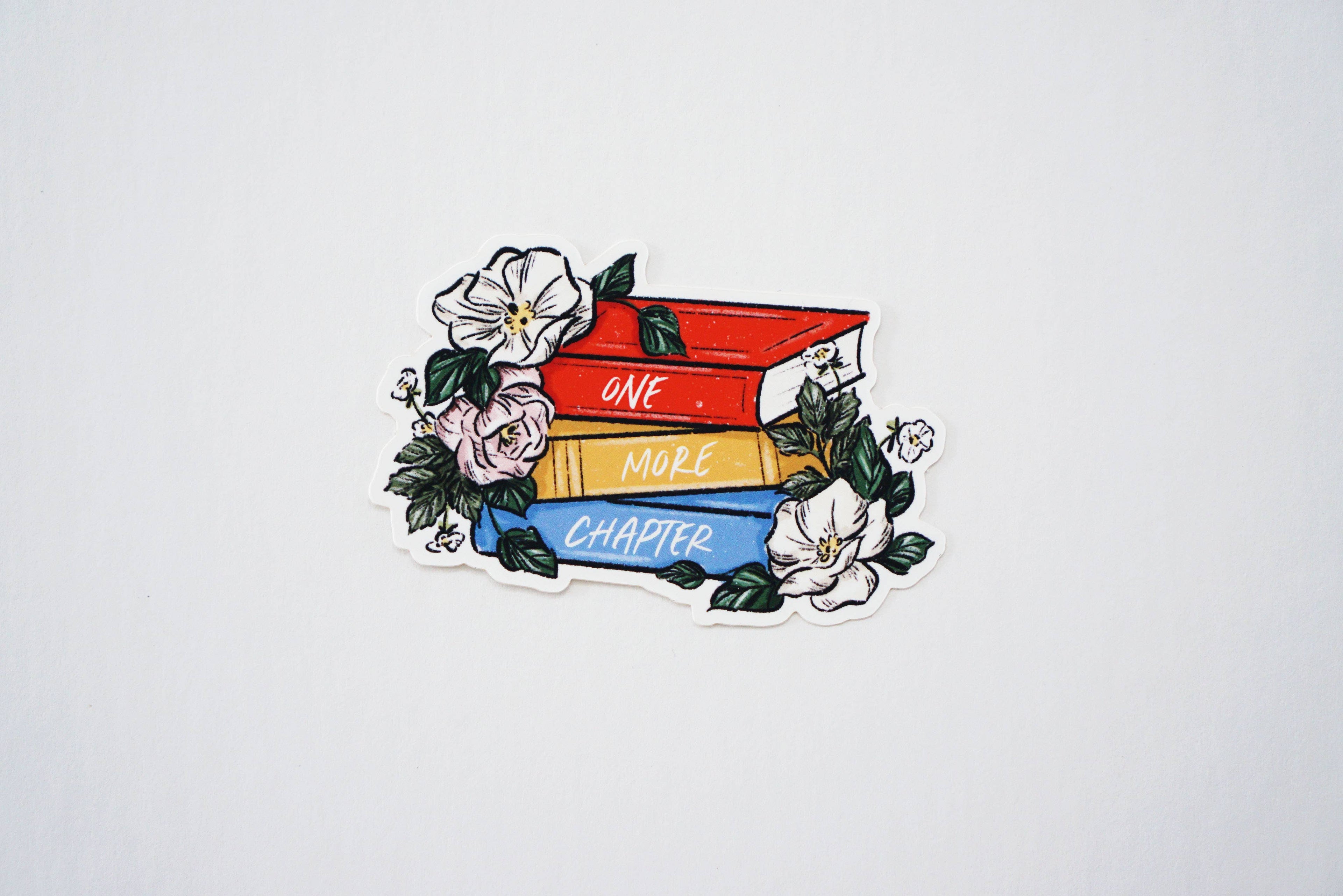 One More Chapter Book Stack Sticker