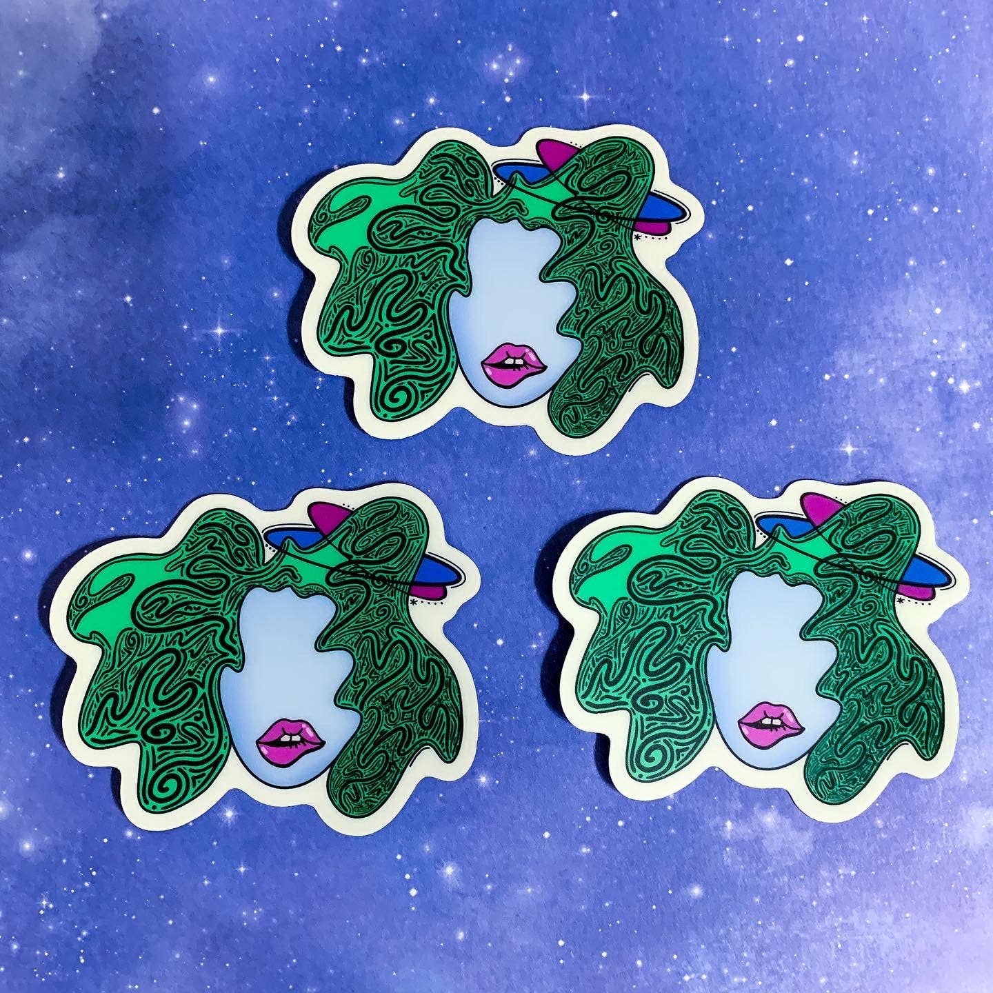 Glow In The Dark Space Girl Vinyl Sticker