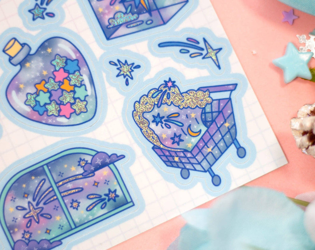 Celestial Galaxy Holographic Sticker Sheet