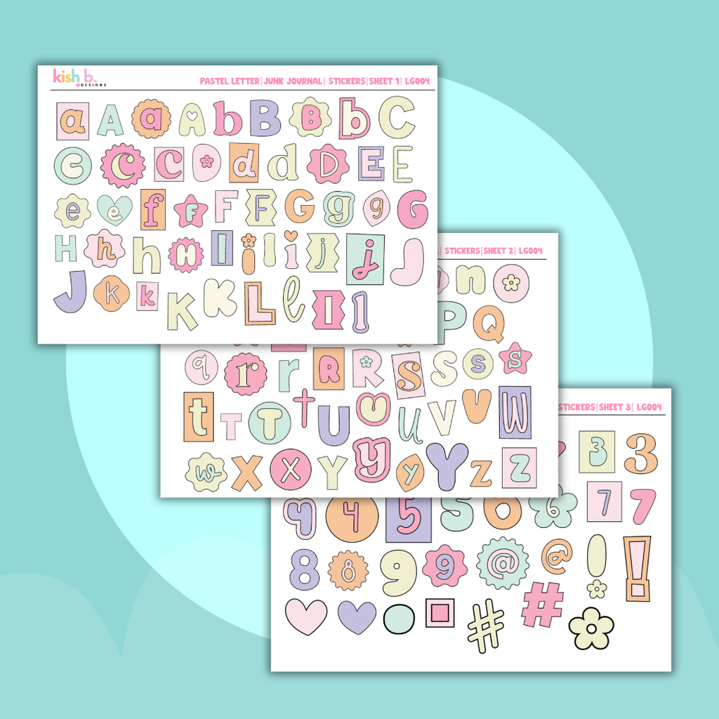 Pastel Letters Journal Stickers