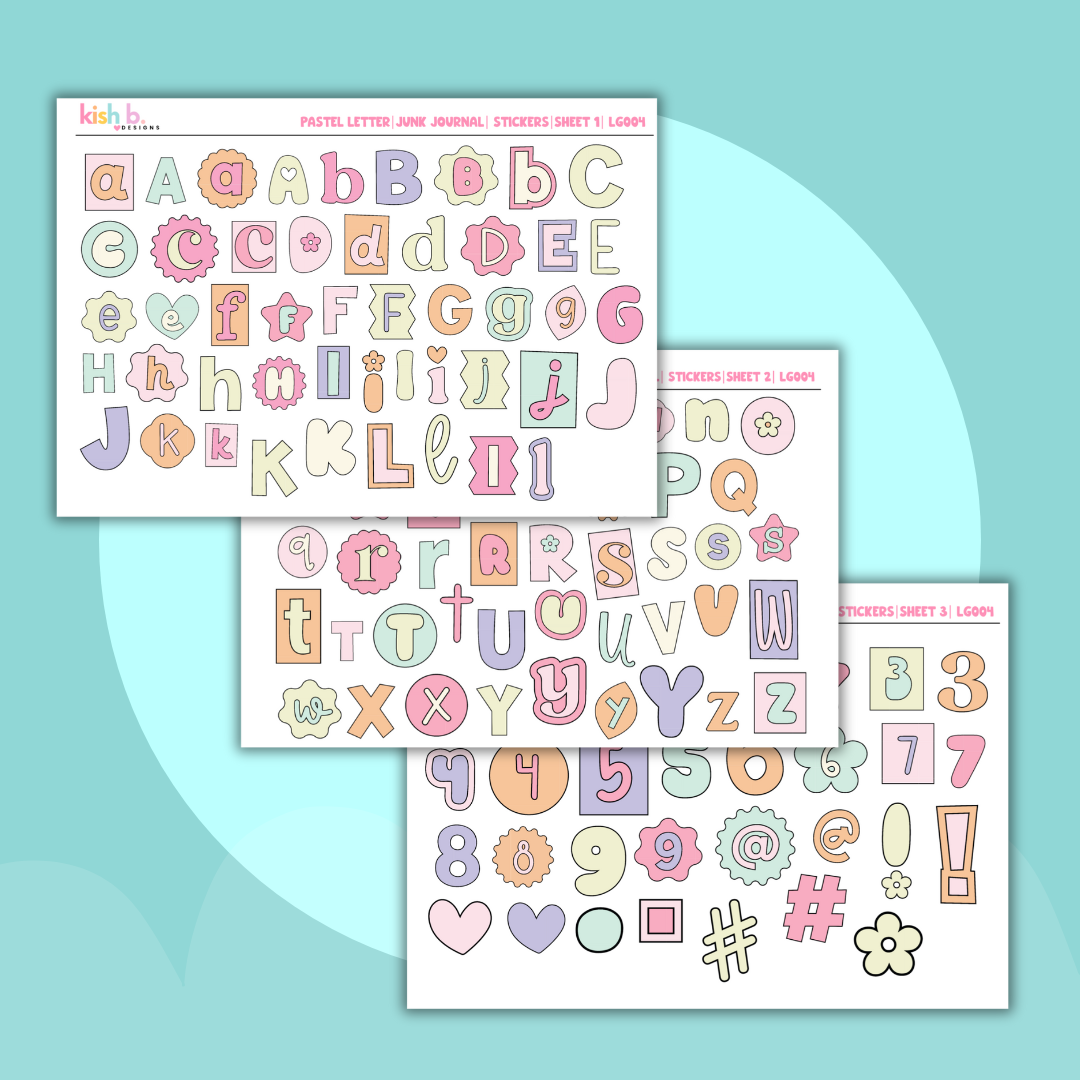 Pastel Letters Journal Stickers