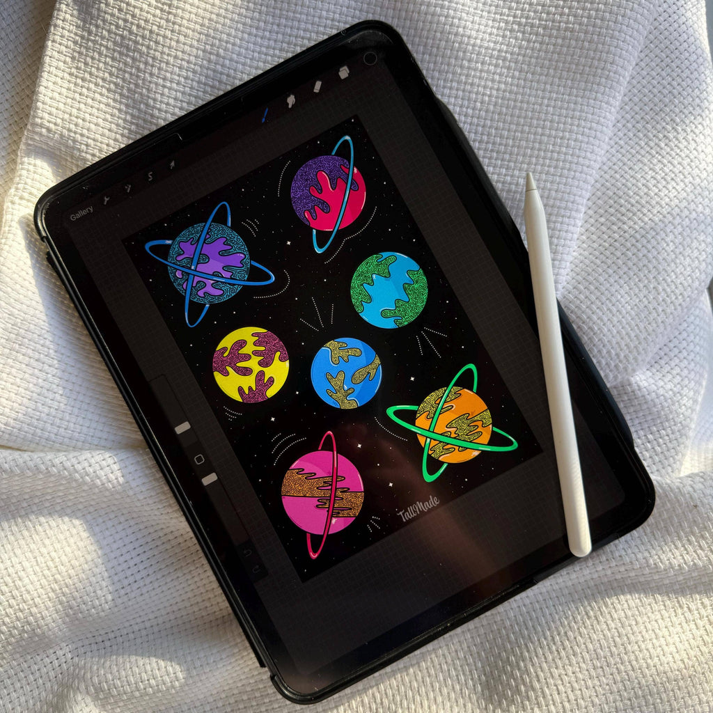 Colorful Planets 5x7 Sticker Sheet With 7 Unique Stickers