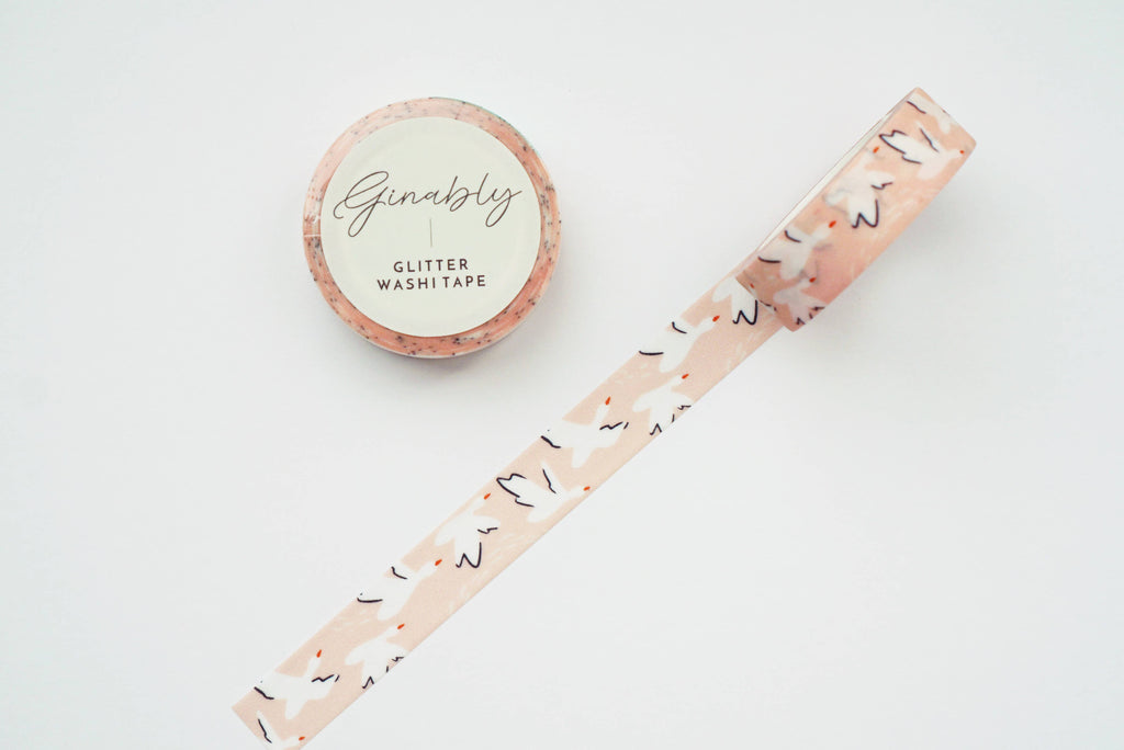 Swan Pattern Glitter Washi Tape