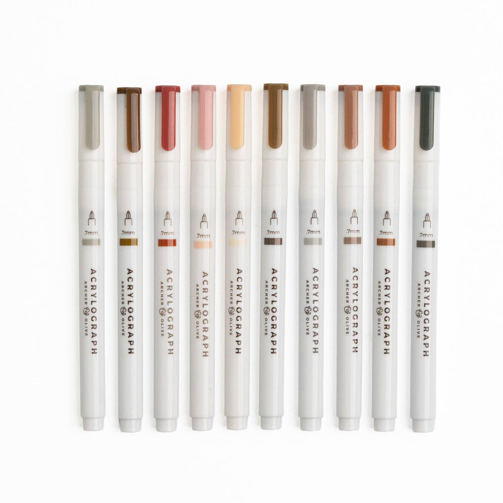 Archer and Olive - Quiet Corners | Set of 10 Acrylograph Pens