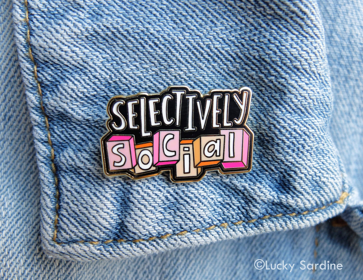 Selectively Social Enamel Pin