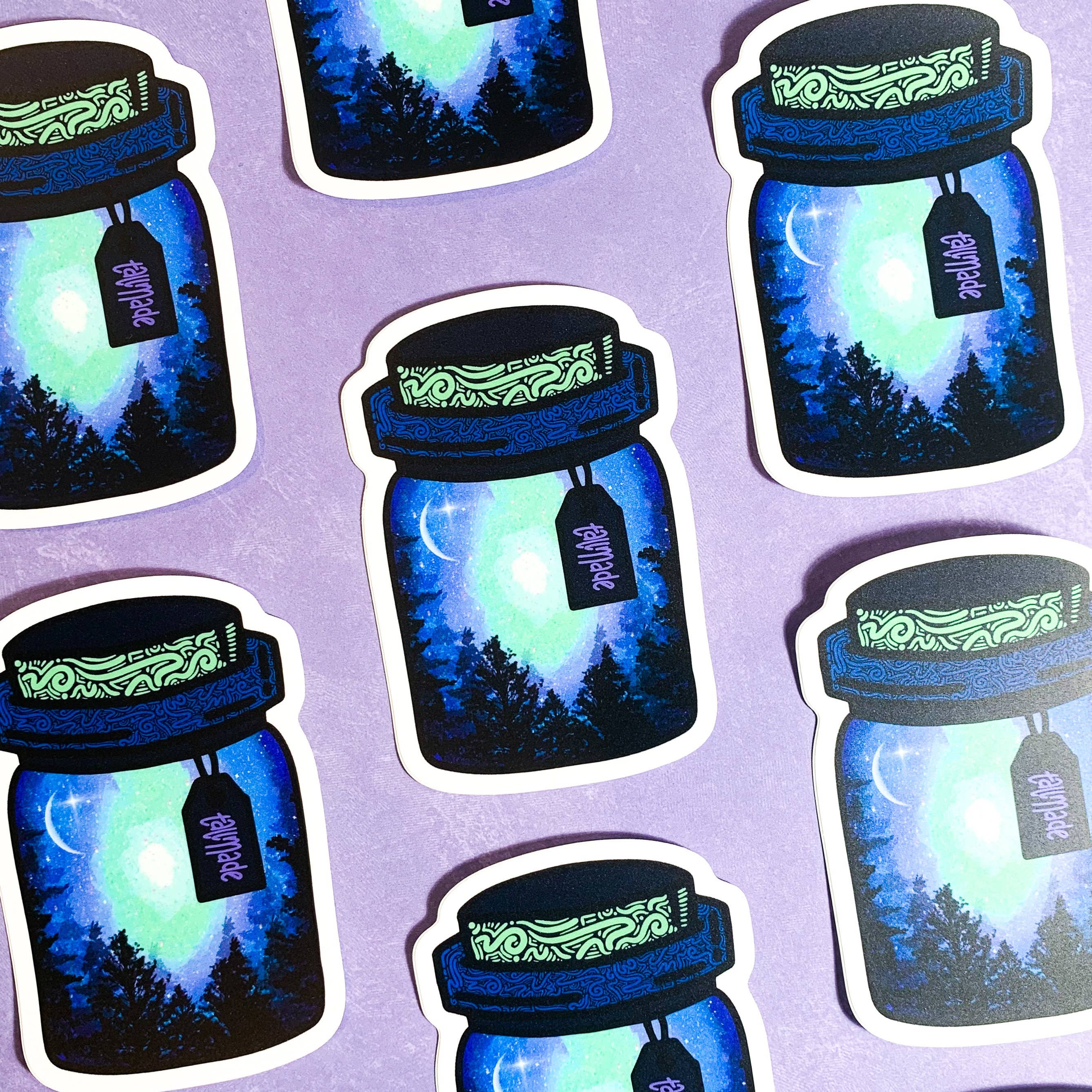 Mason Jar Nature Scene Vinyl Sticker