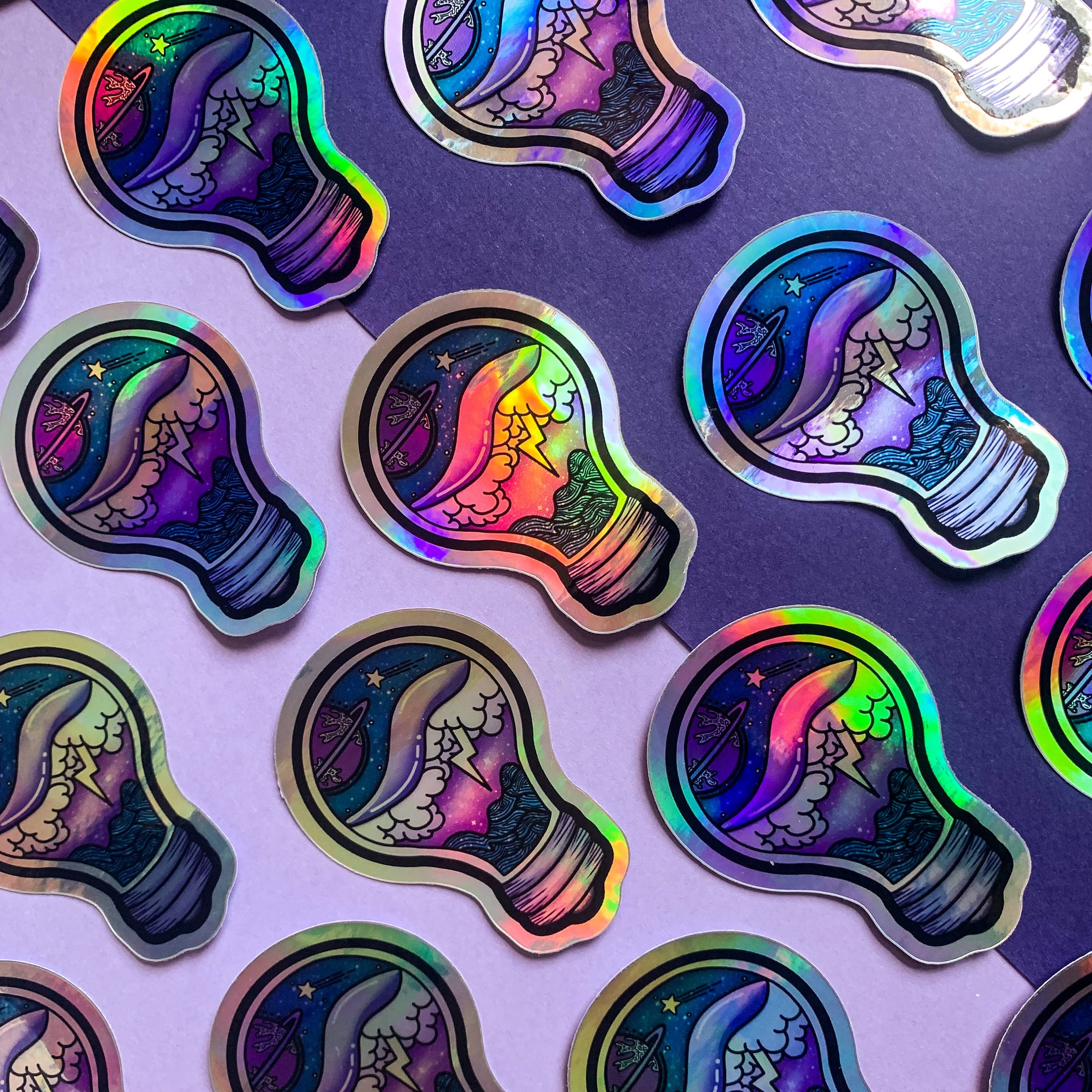 Holographic Space Lightbulb Vinyl Sticker