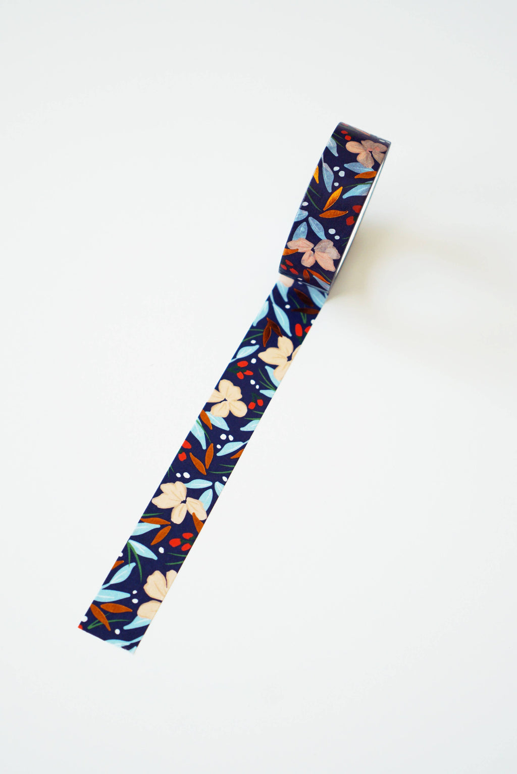 Navy Floral Bronze Foil Washi Tape