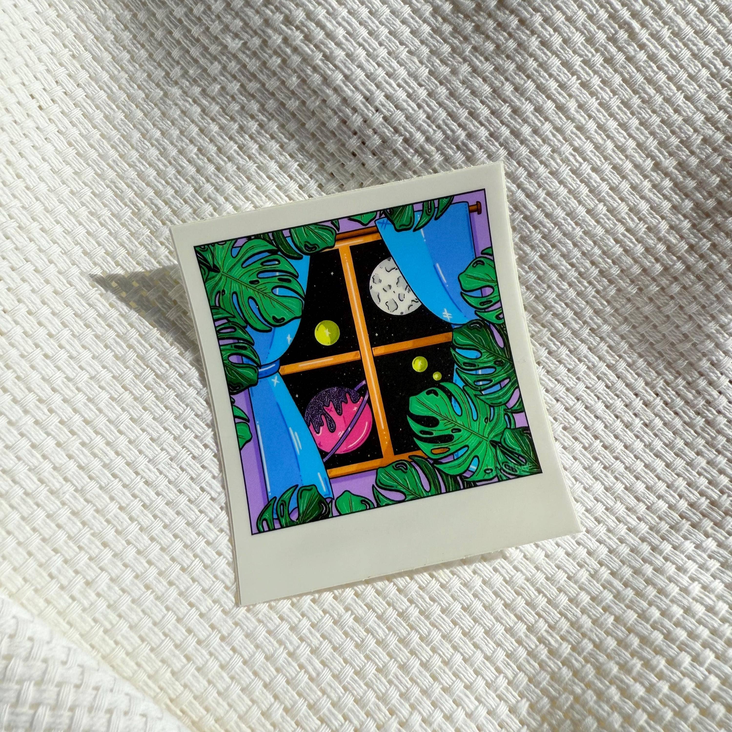 Cute Colorful Polaroid Space-Themed Vinyl Sticker