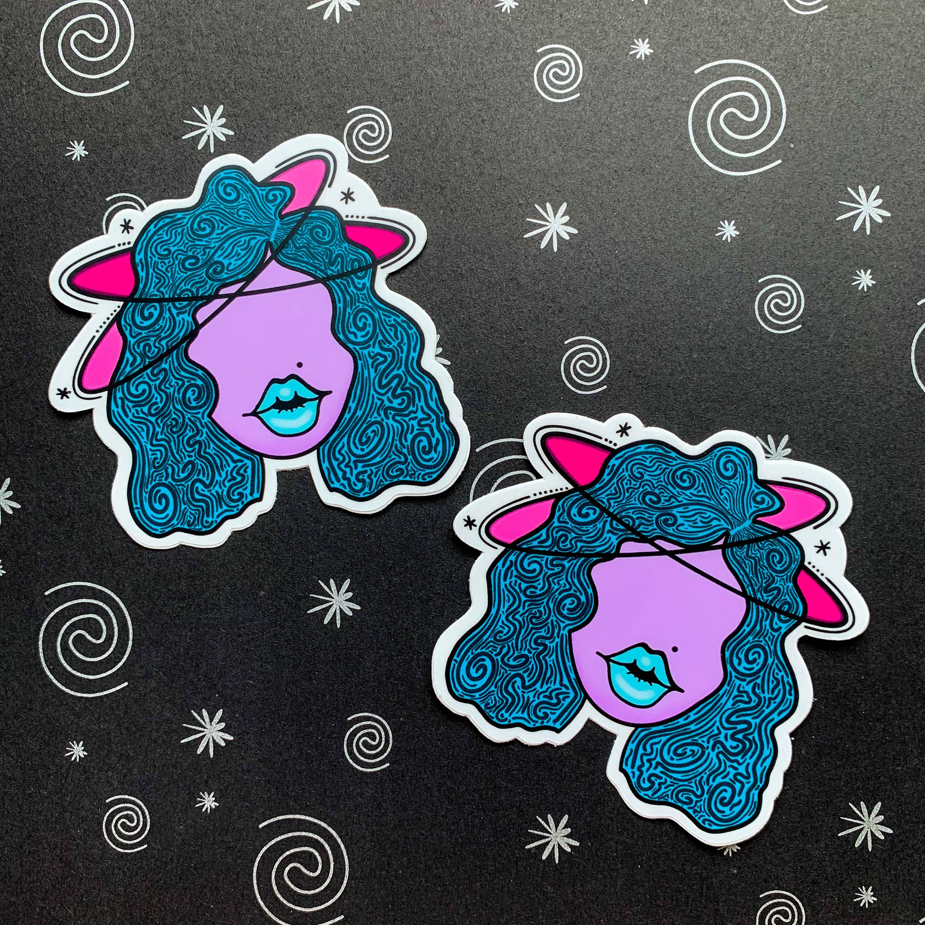 Cute Space Girl Waterproof Vinyl Sticker