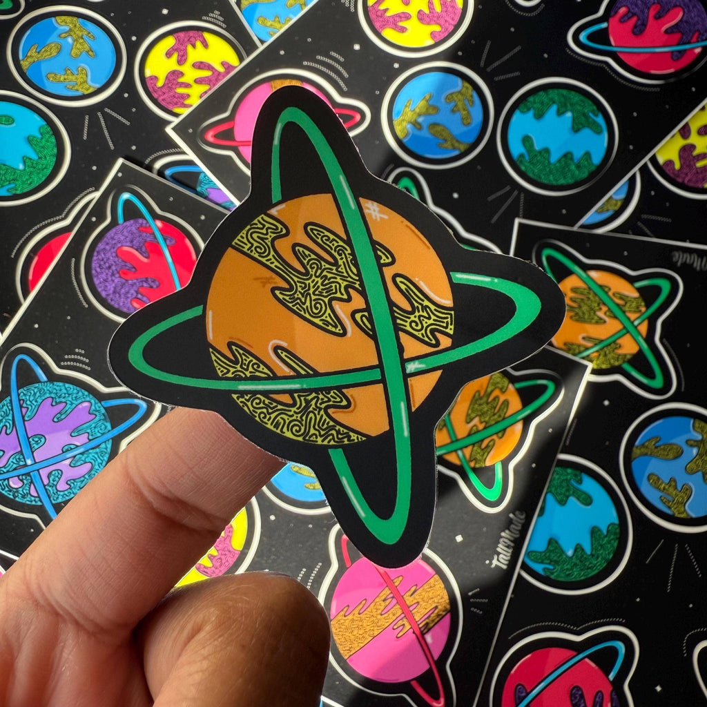 Colorful Planets 5x7 Sticker Sheet With 7 Unique Stickers