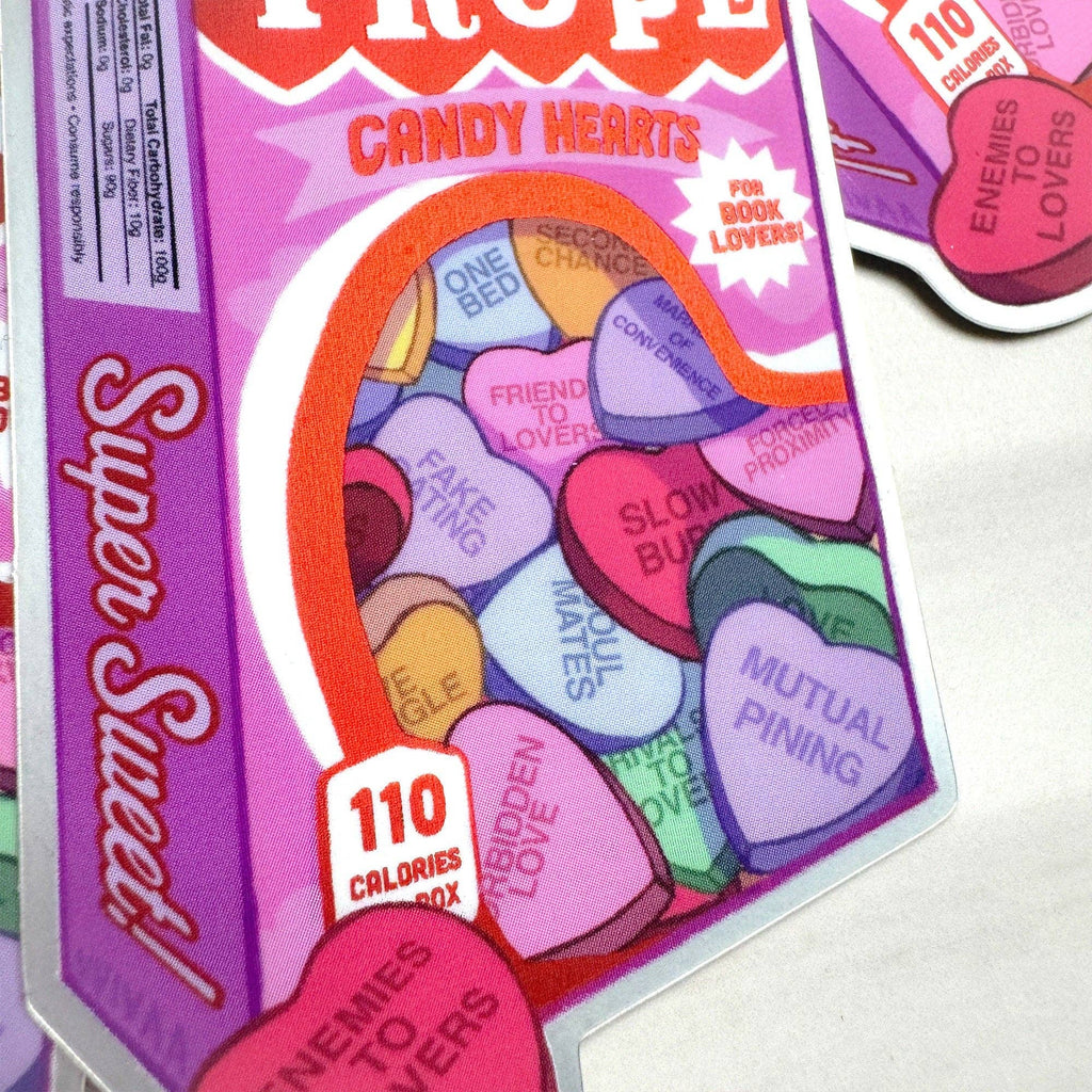 Romance Trope Candy Hearts Box Sticker