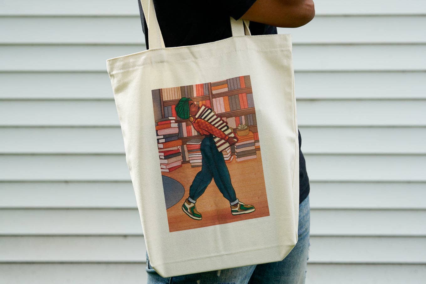 Book Stack Canvas Tote Bag