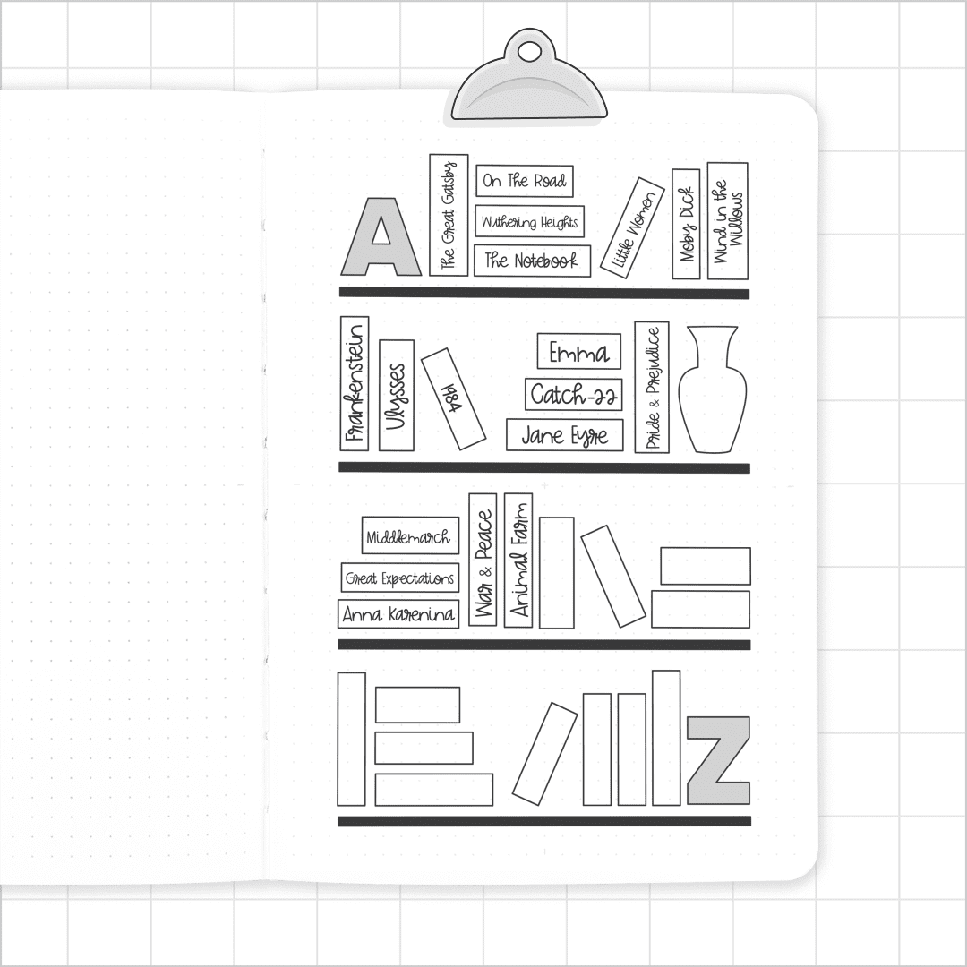 Bookshelf - Super Easy Journal Stencil - A5