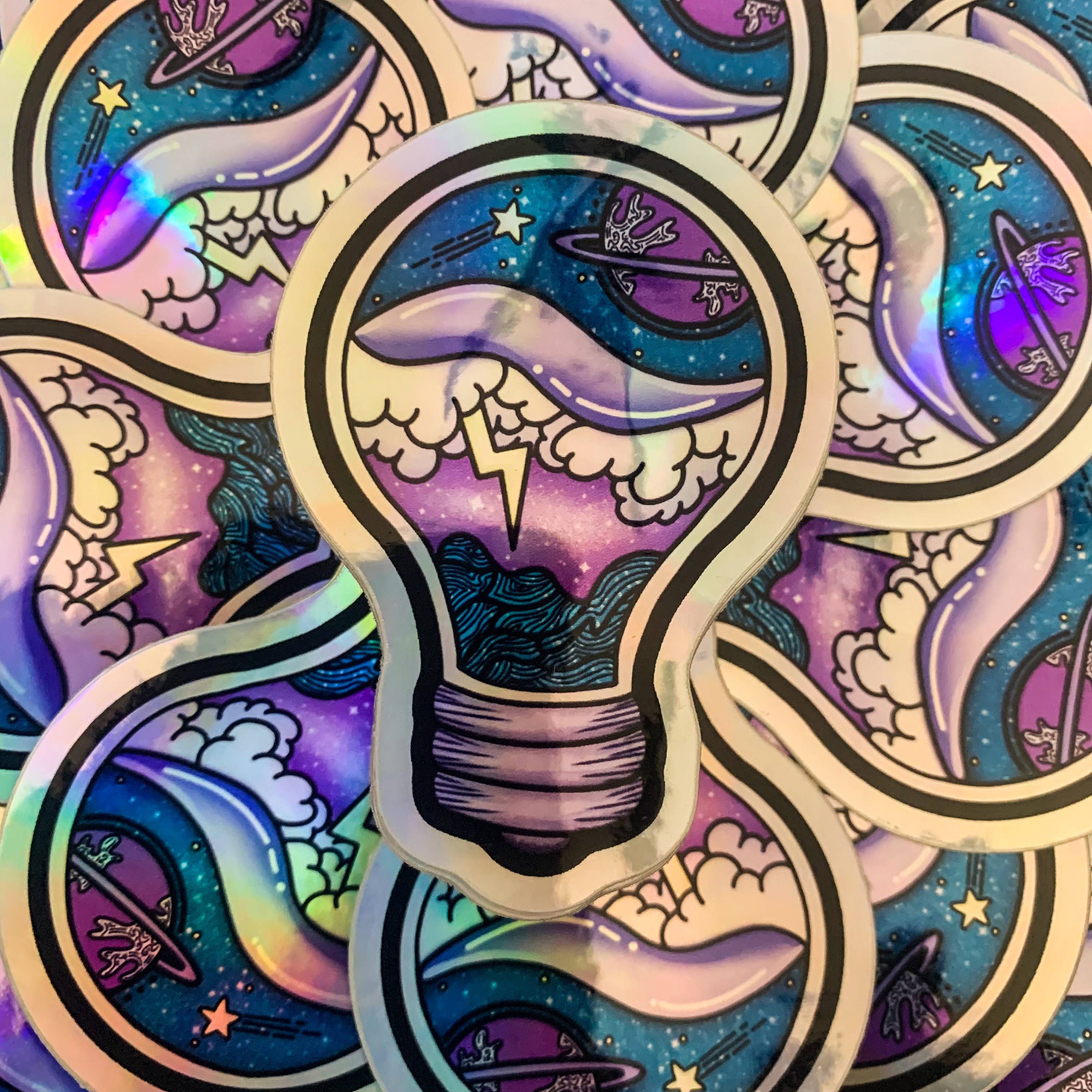 Holographic Space Lightbulb Vinyl Sticker