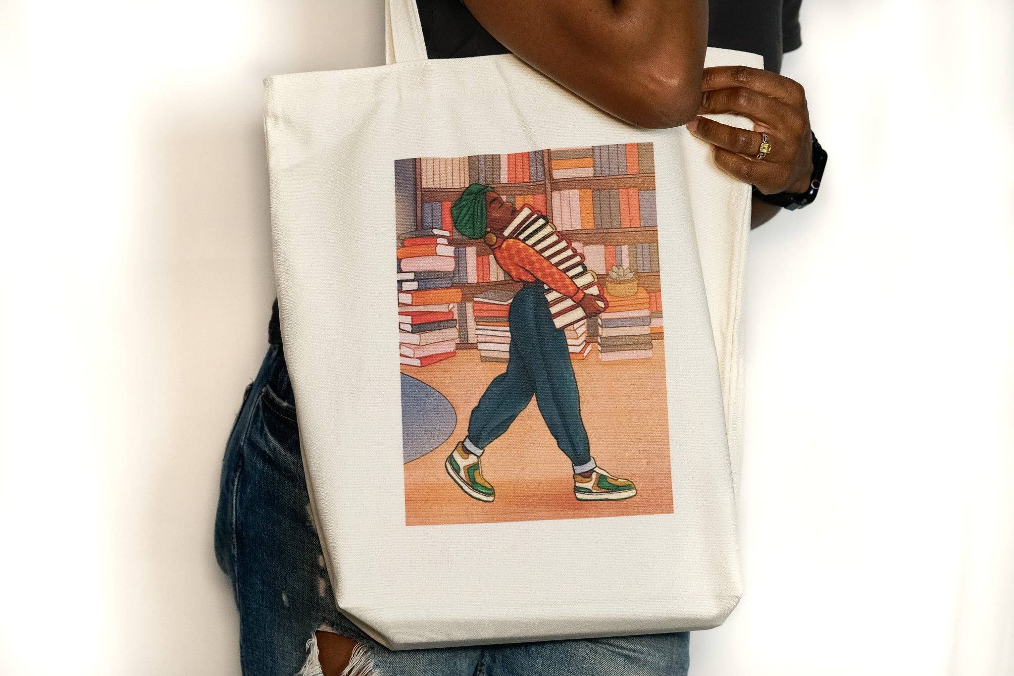 Book Stack Canvas Tote Bag