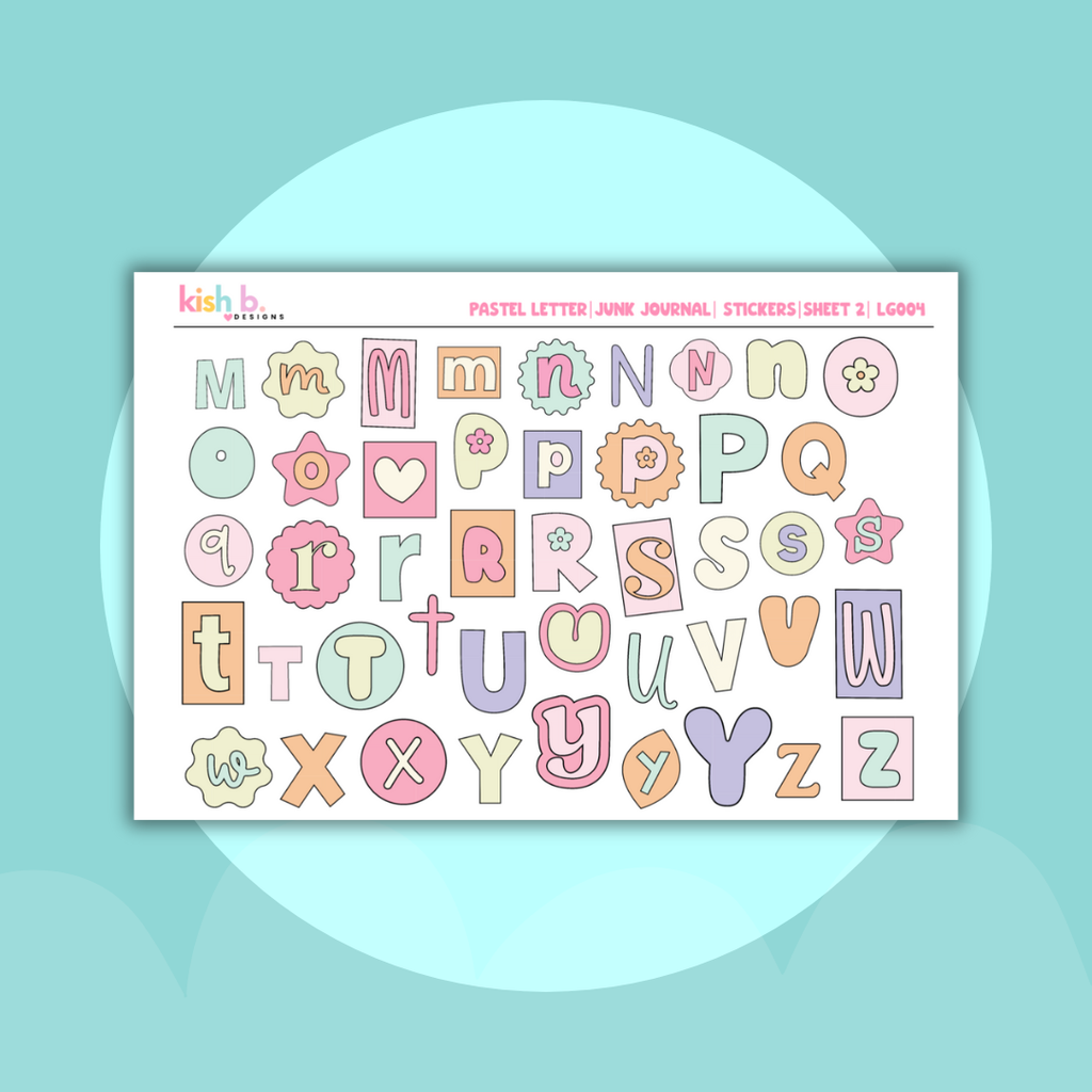 Pastel Letters Journal Stickers