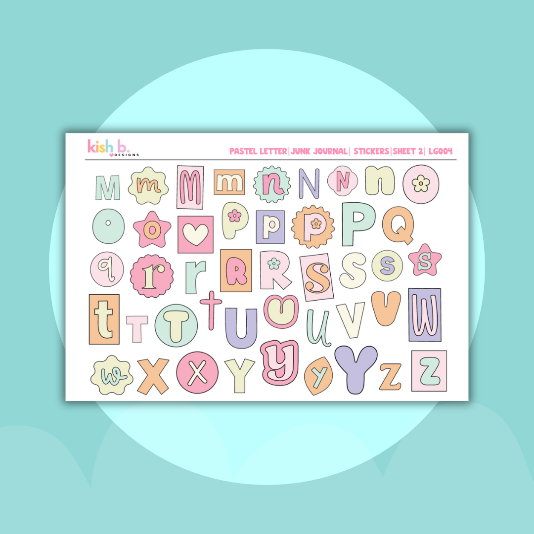 Pastel Letters Journal Stickers