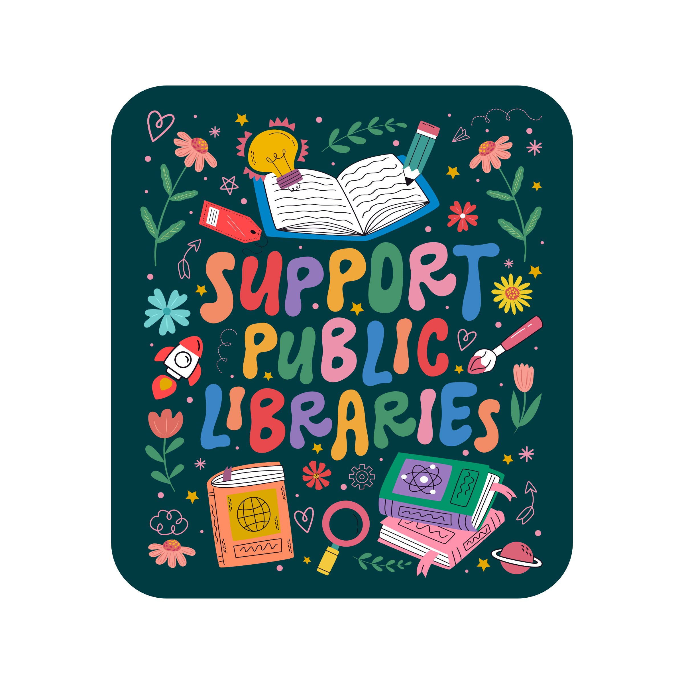 Juju and Moxie - Support Public Libraries Sticker