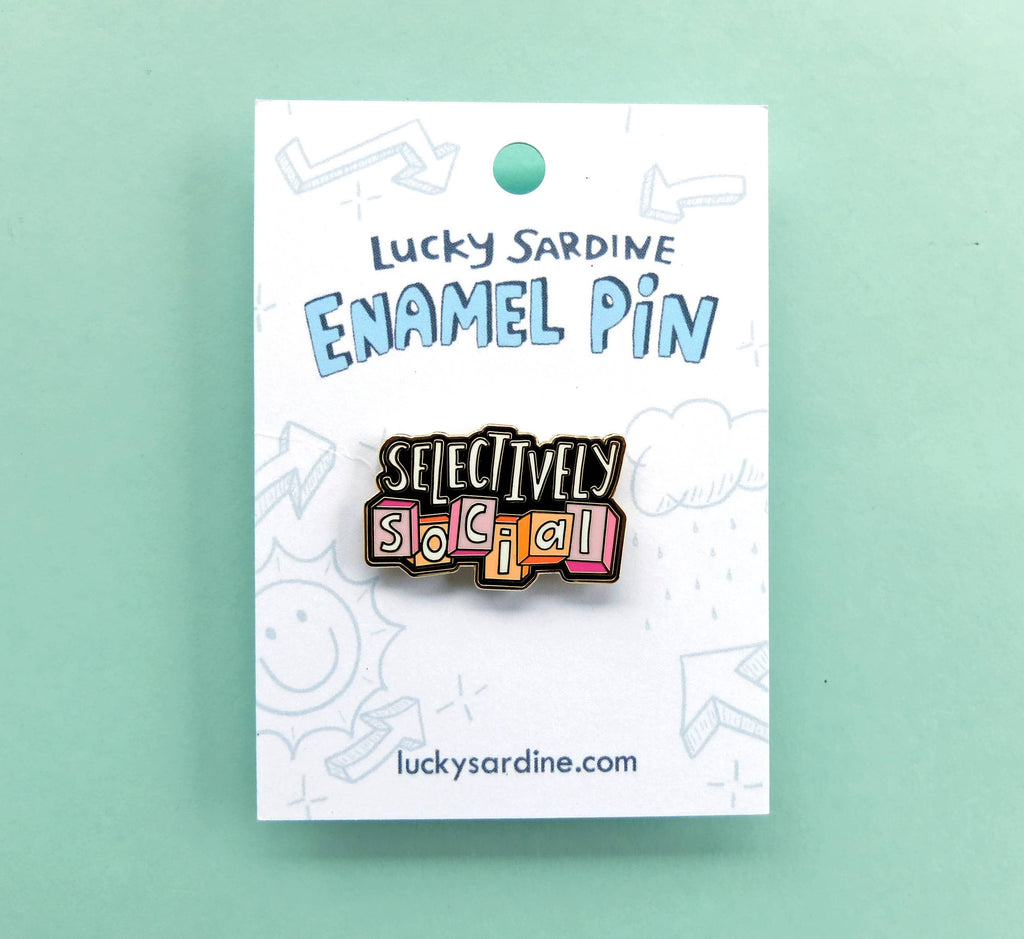 Selectively Social Enamel Pin