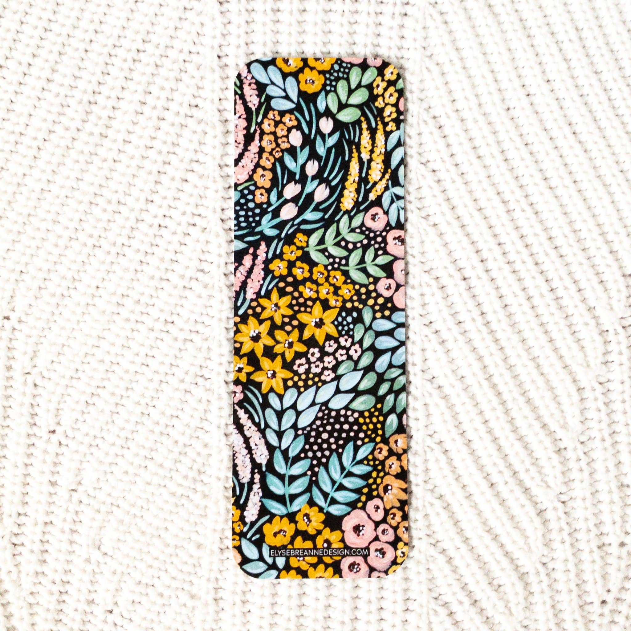 Black Floral Bookmark