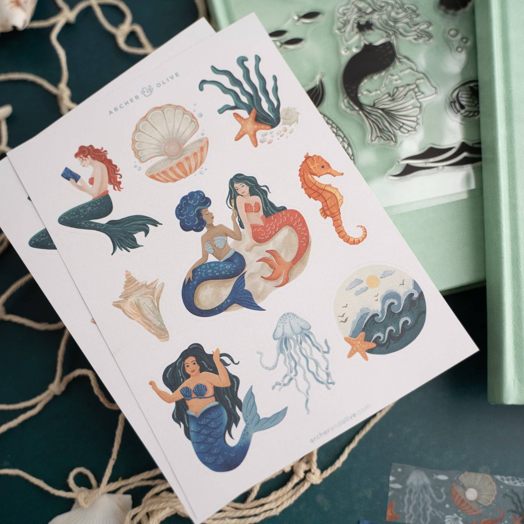 Archer and Olive - Vintage Mermaid Stickers