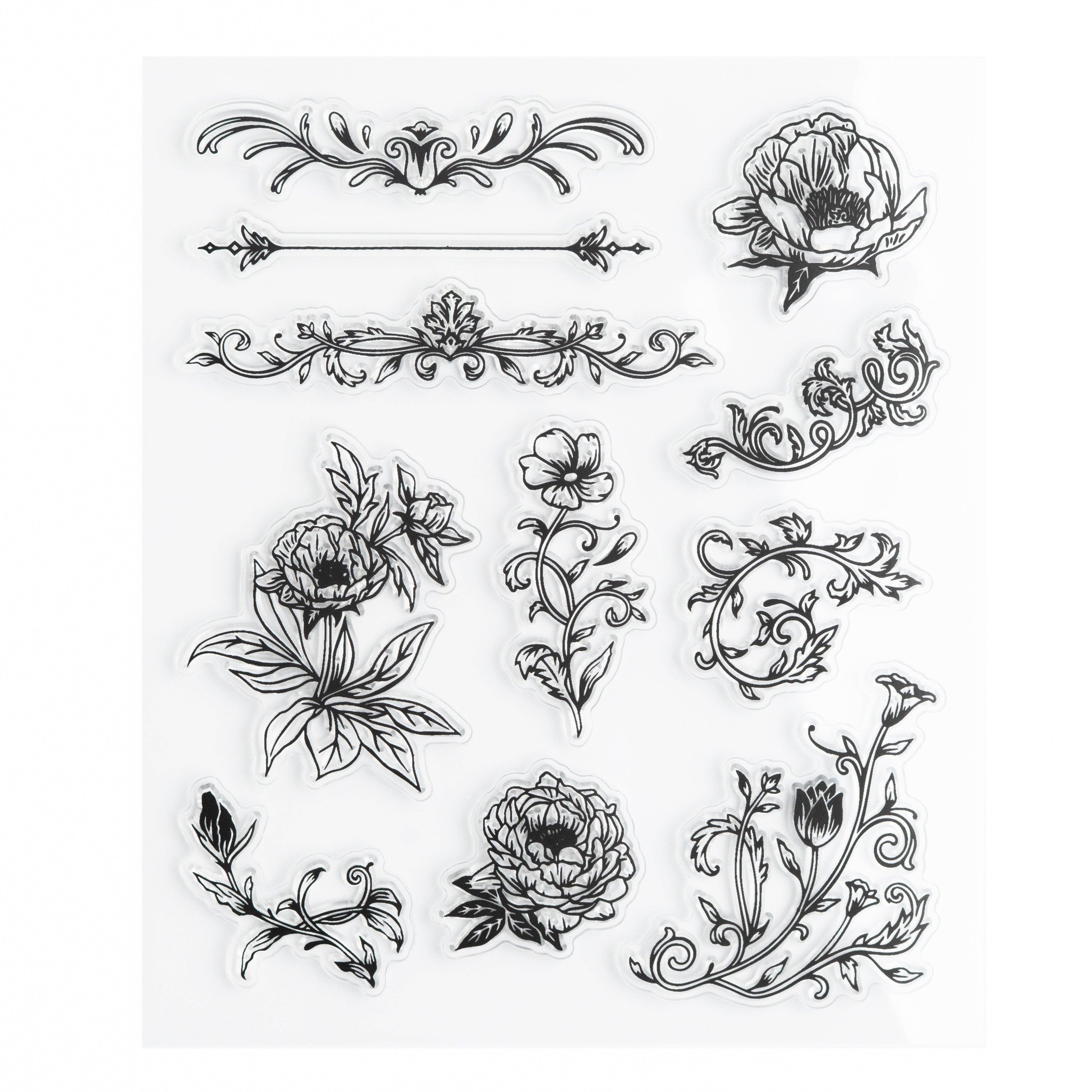 Antique Floral Acrylic Stamps