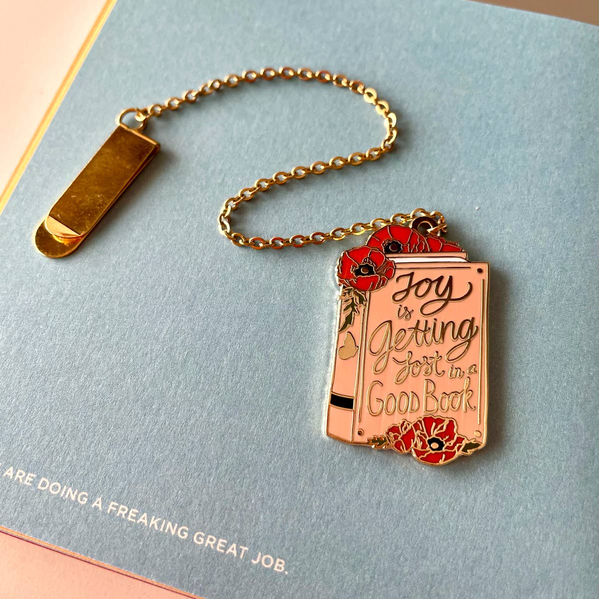 Floral Book Enamel Bookmark