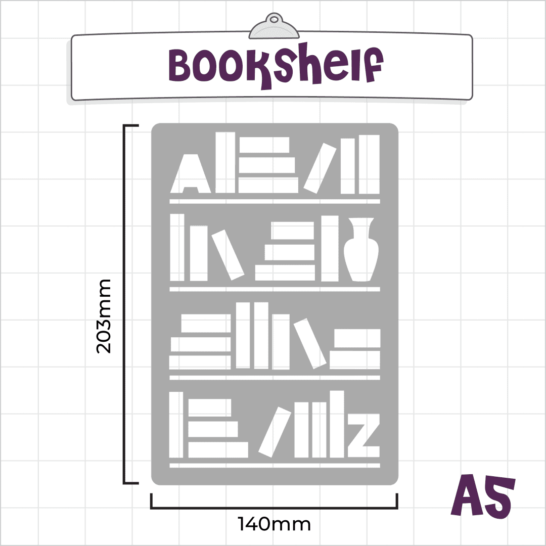 Bookshelf - Super Easy Journal Stencil - A5