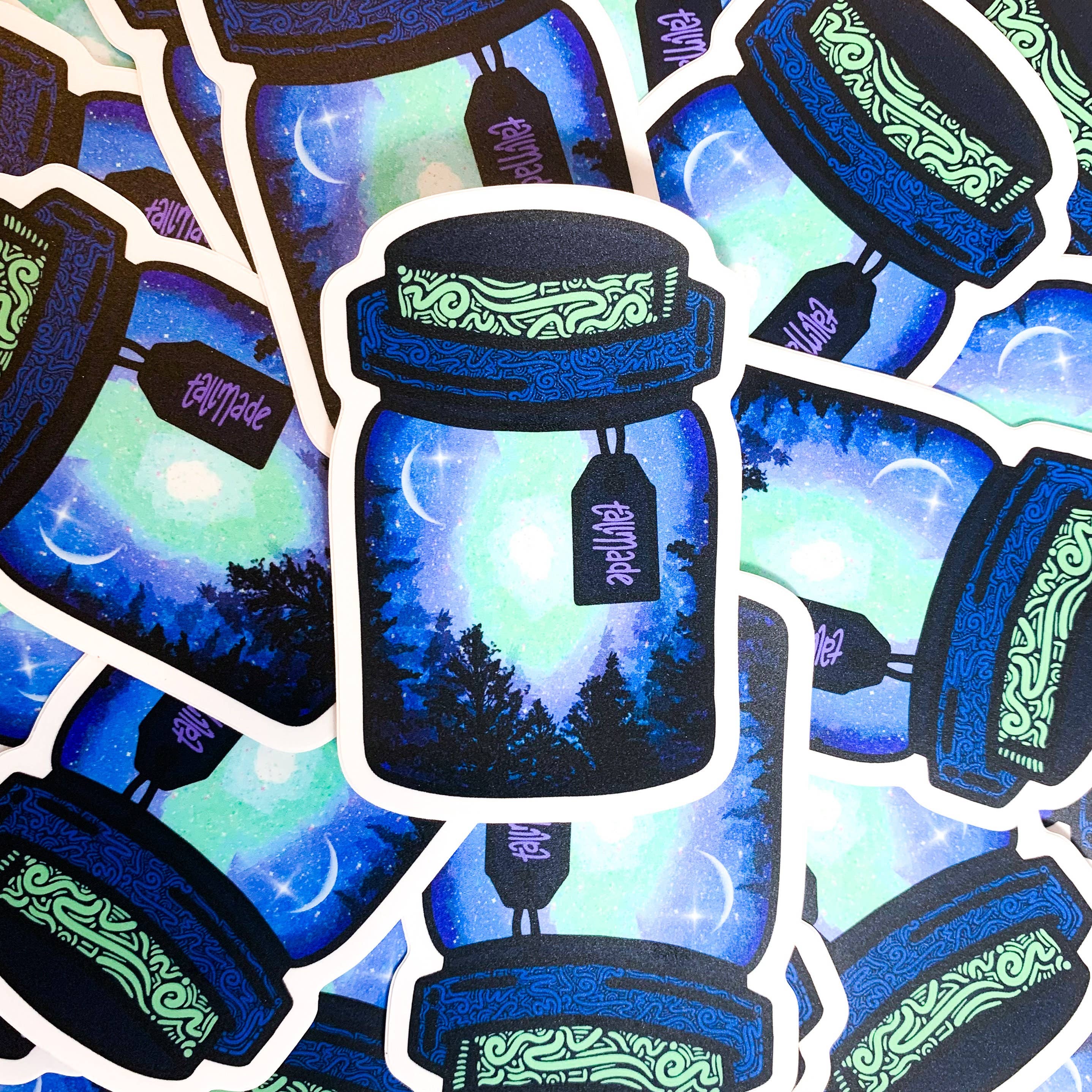 Mason Jar Nature Scene Vinyl Sticker