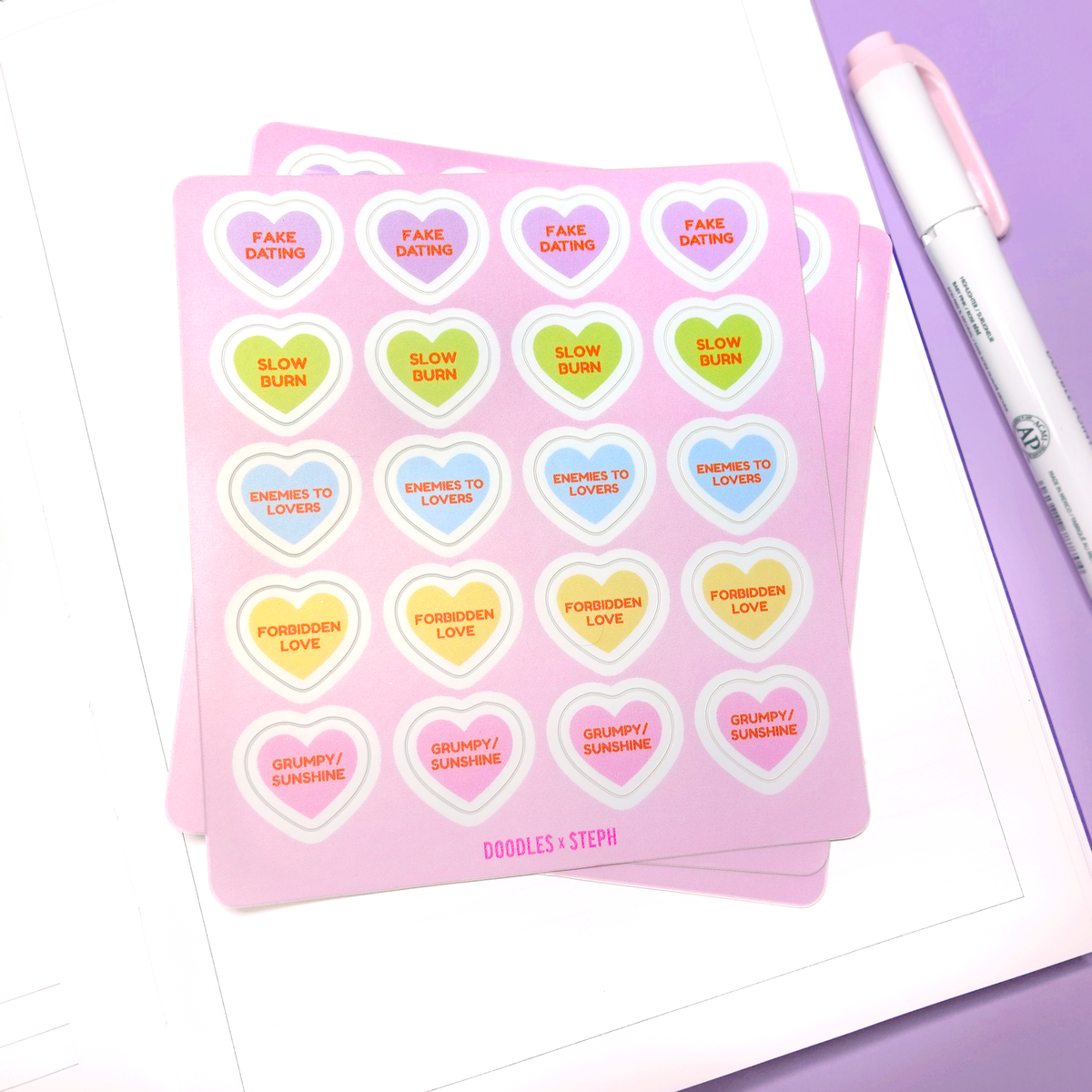 Romance Tropes Reading Journal Stickers