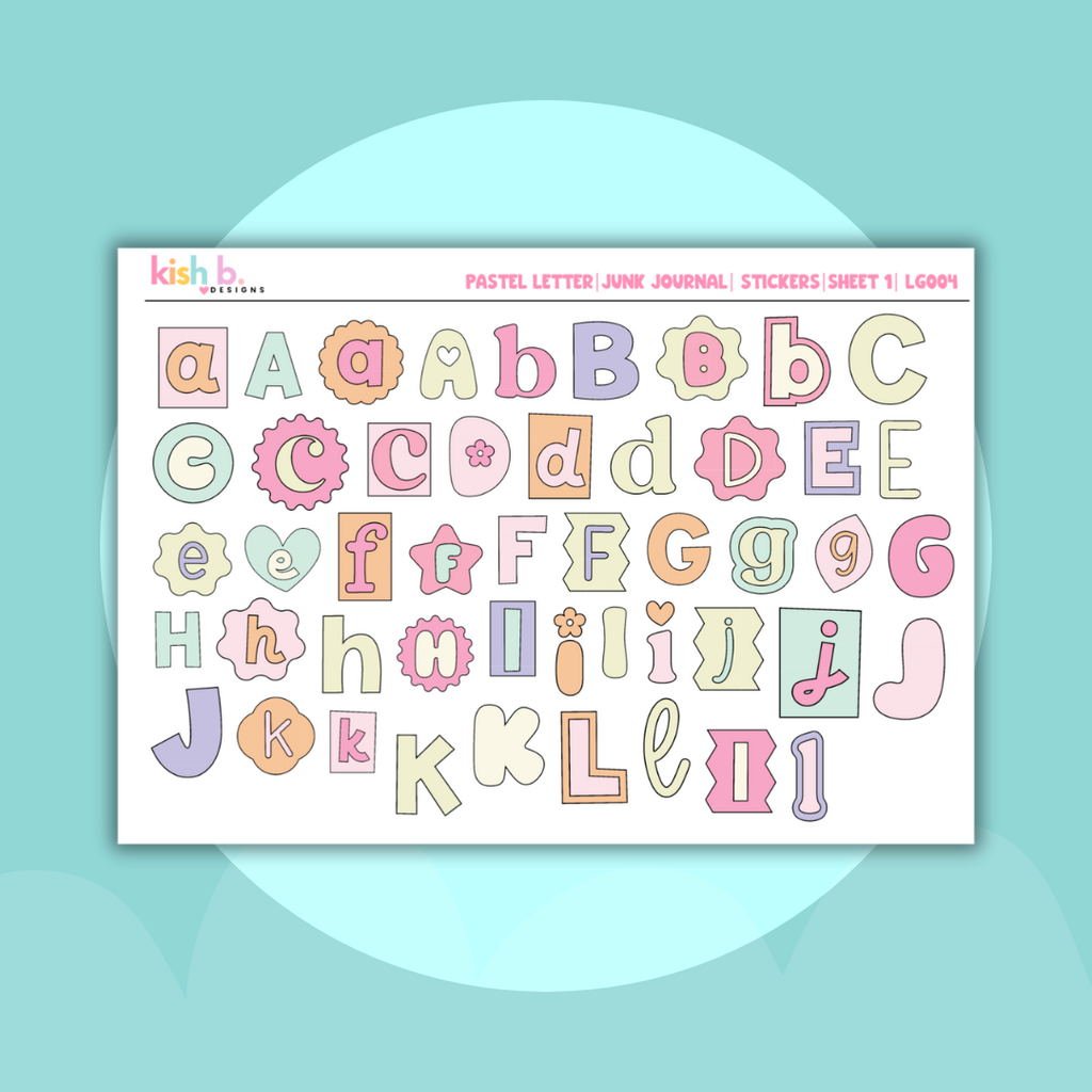 Pastel Letters Journal Stickers
