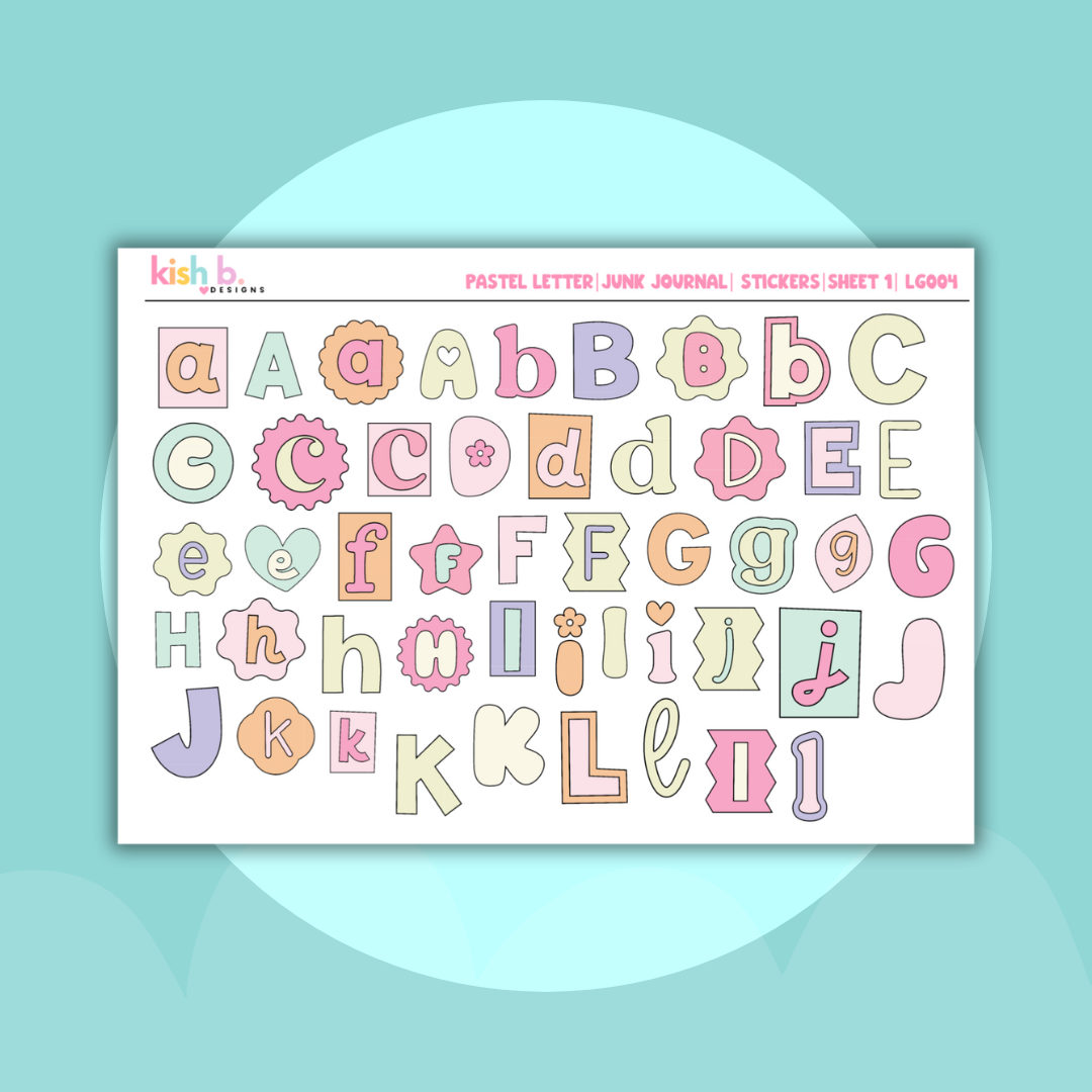 Pastel Letters Journal Stickers