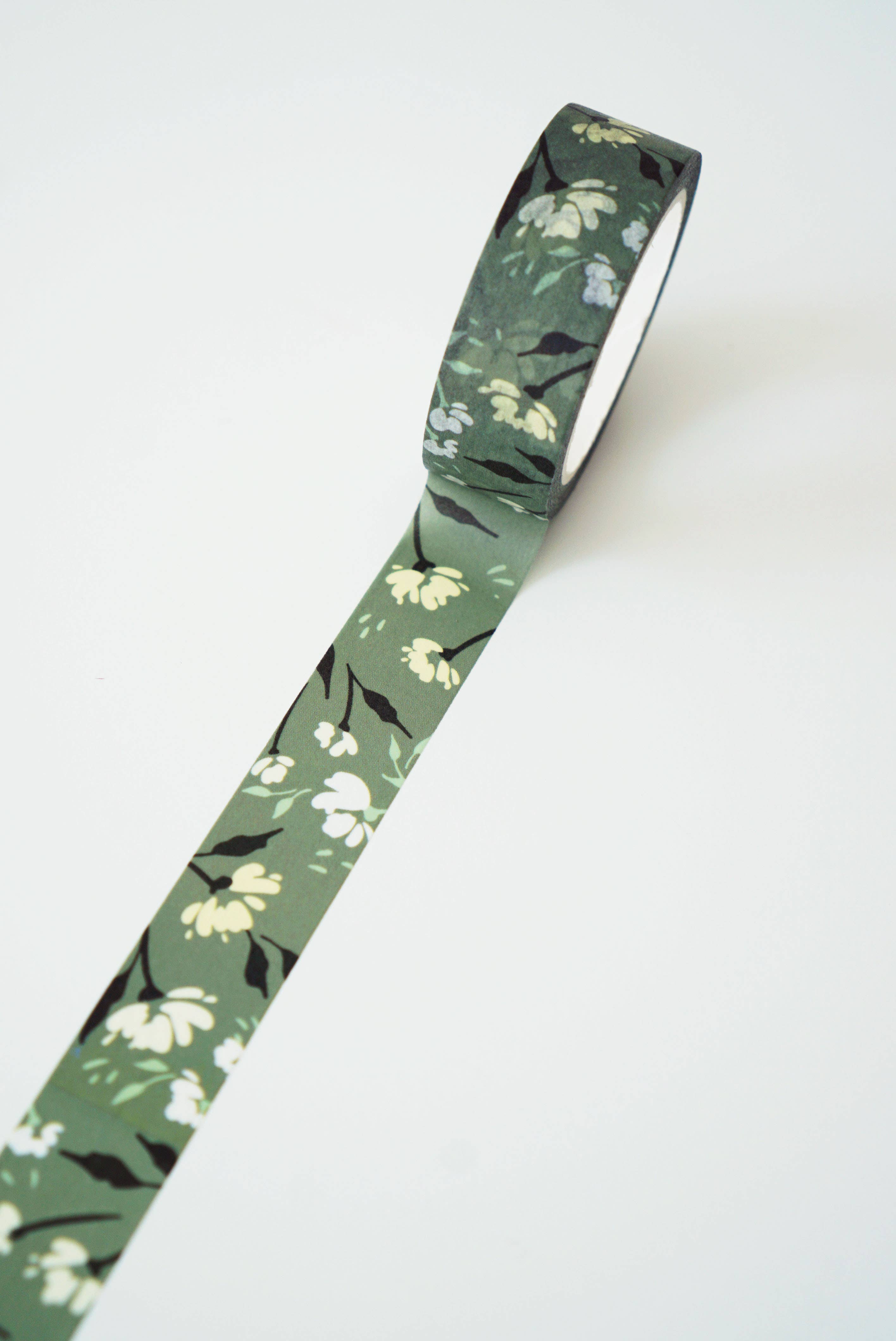 Elegant Green Floral Washi Tape
