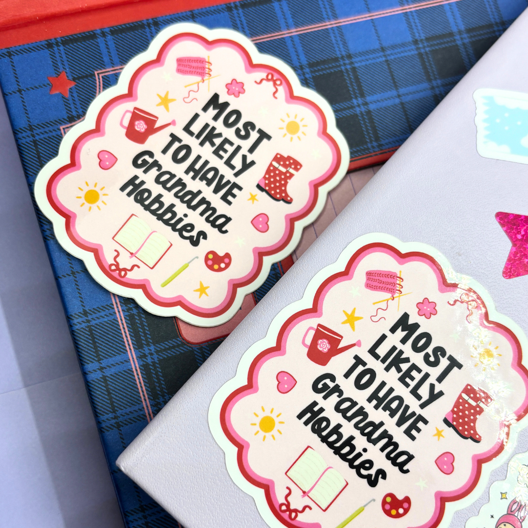 Most Likely To Have Grandma Hobbies Waterproof Vinyl Sticker